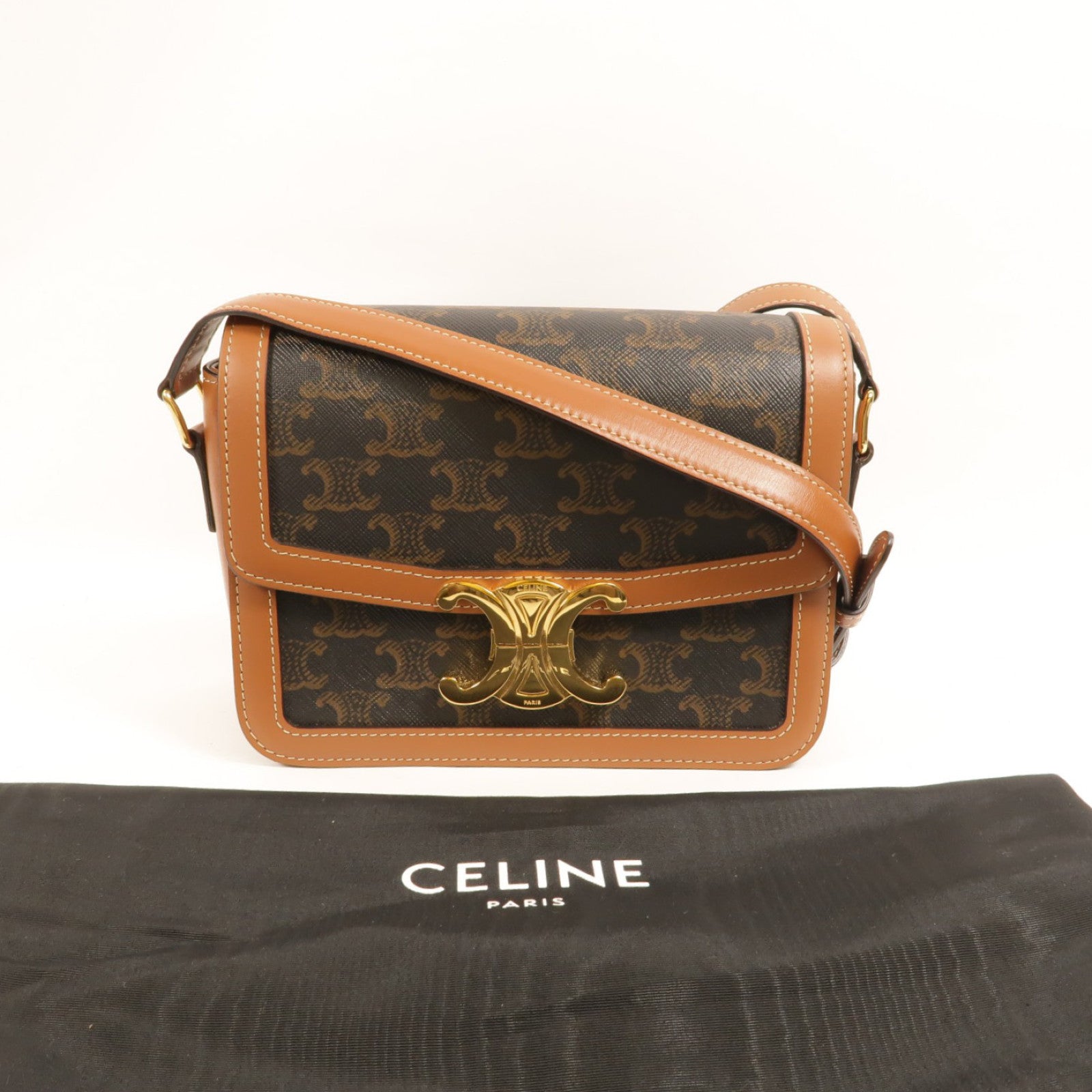 CELINE 塗層帆布Classique Triomphe Teen肩背袋