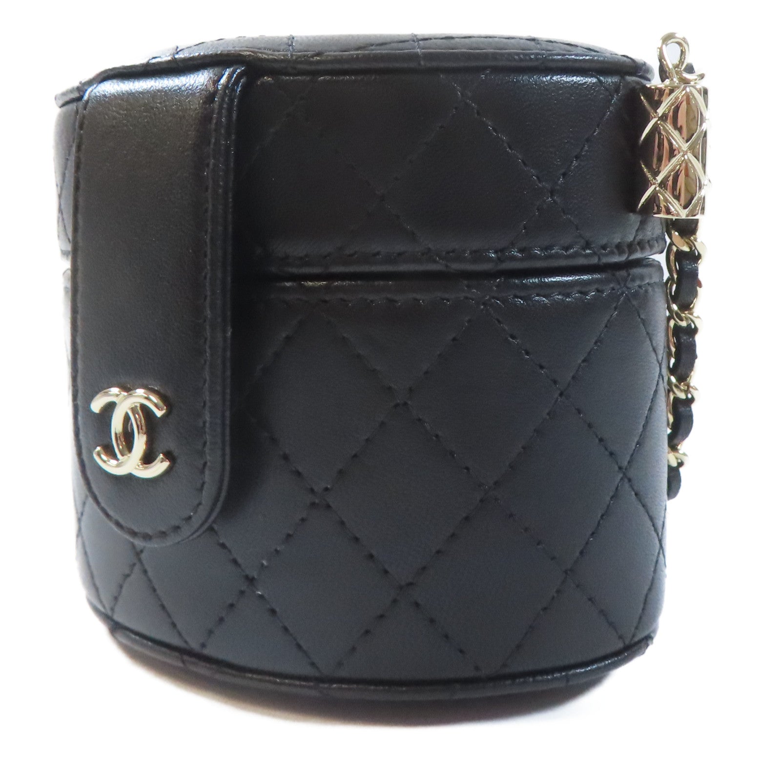 CHANEL 【激減優惠】菱格牛皮皮革Chain Shoulder金扣鏈帶肩背袋黑色