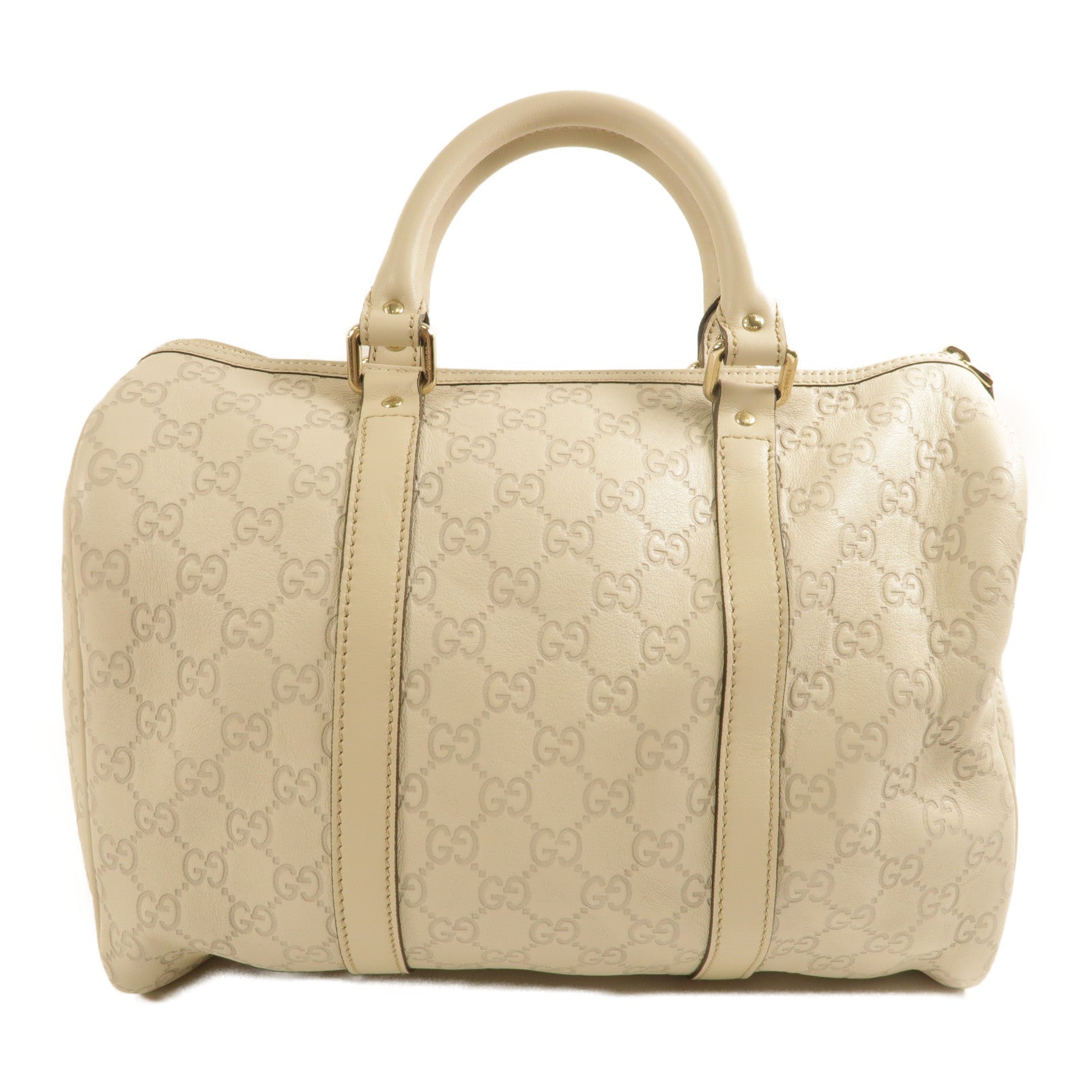 GUCCI GG Boston Bag Calfskin Leather Light Gray