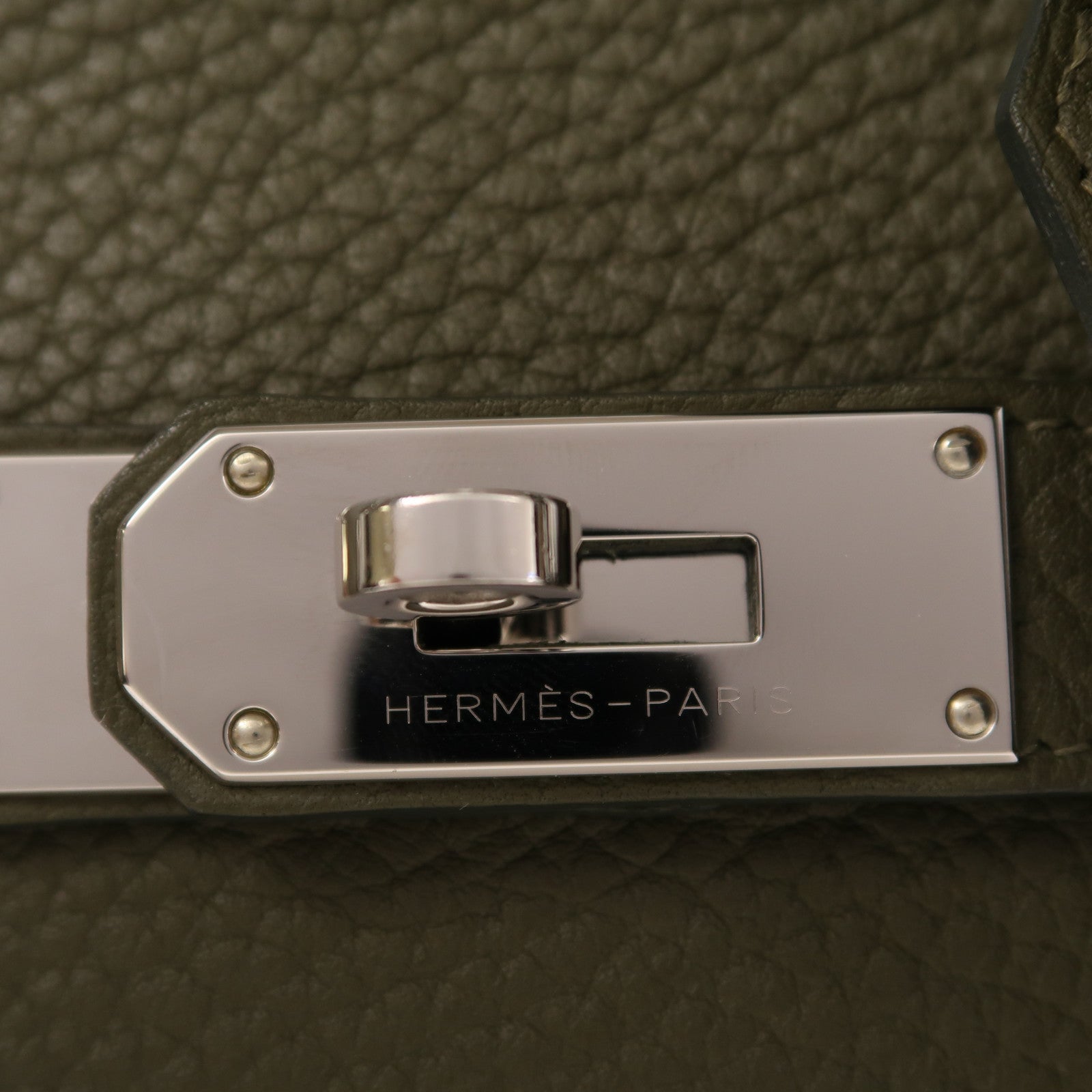 HERMES Clemence皮革Jypesiere 34銀扣肩背袋Vert Verone