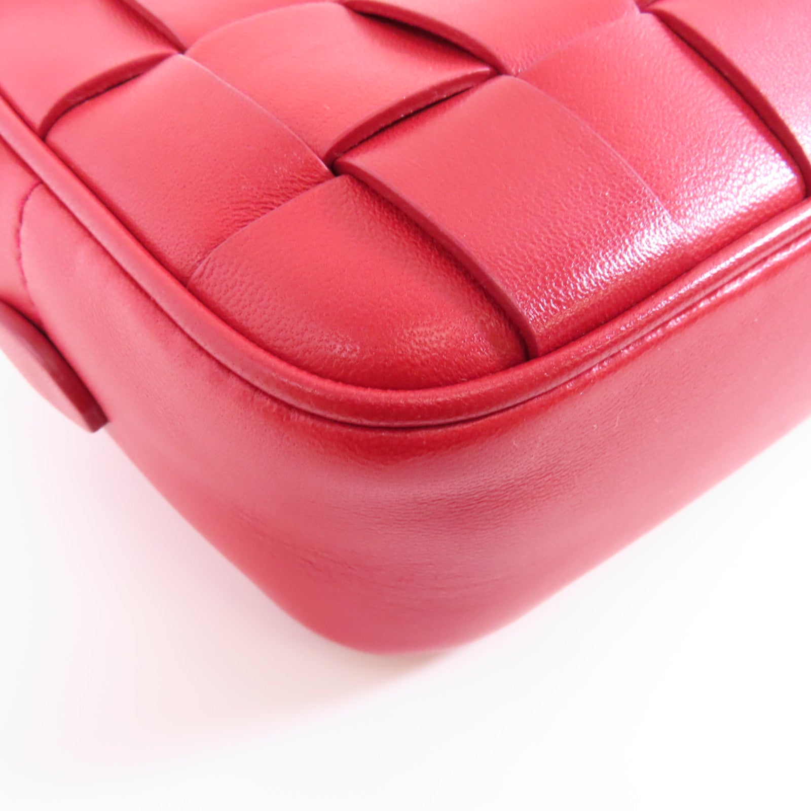 Miu Miu 【激減優惠】羊皮皮革Crystal Chain Shoulder Bag銀扣肩背袋紅色