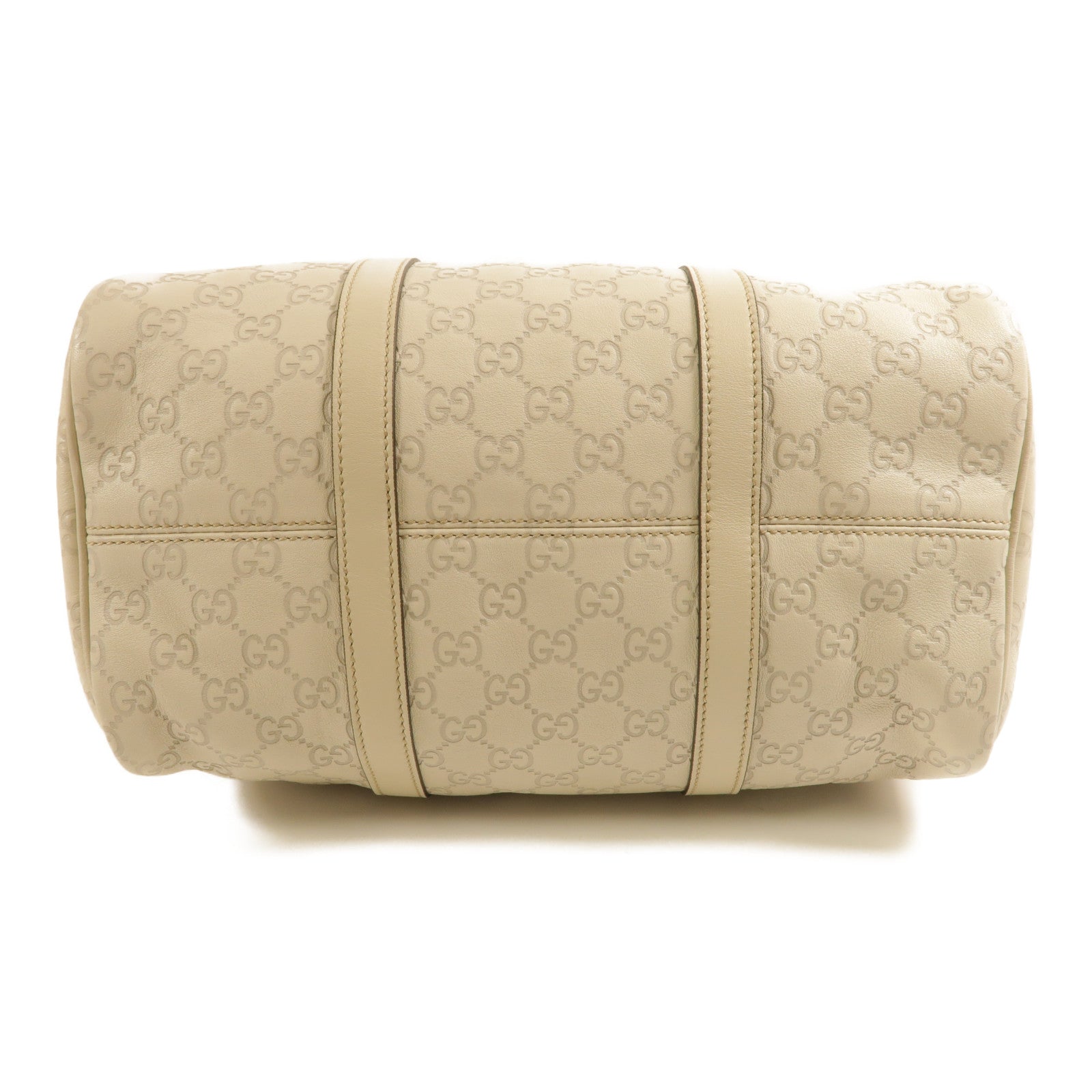GUCCI GG Boston Bag Calfskin Leather Light Gray