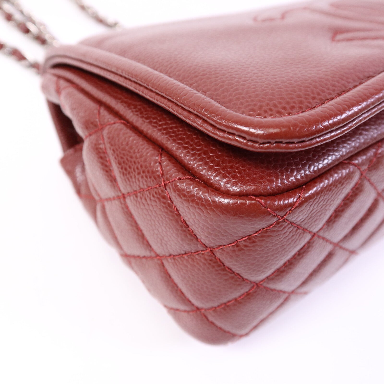 CHANEL 牛皮皮革Chain Shoulder Bag銀扣鏈帶肩背袋