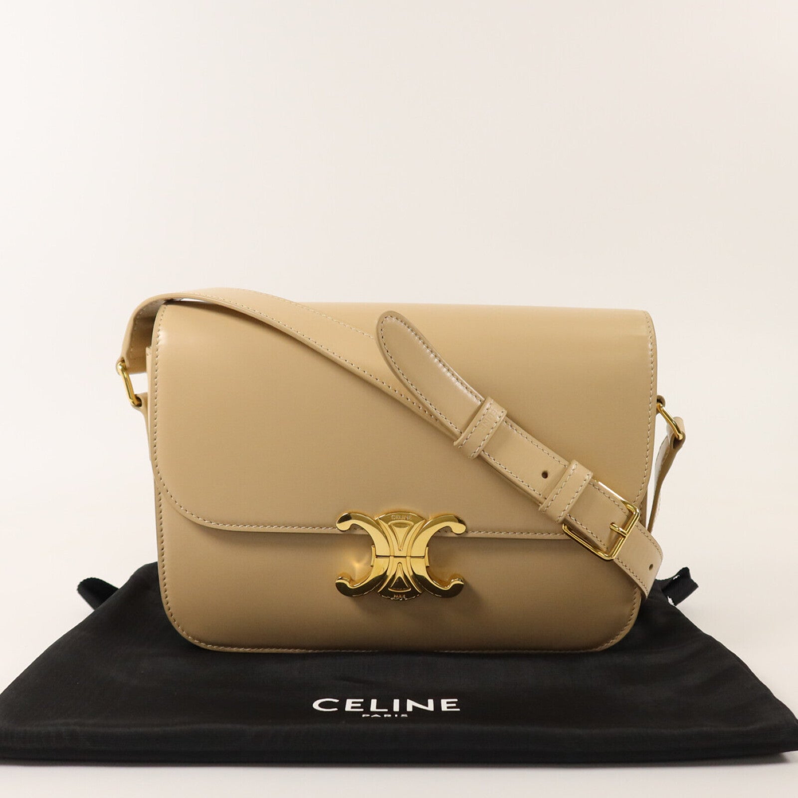CELINE 牛皮皮革Classique Triomphe Medium金扣肩背袋