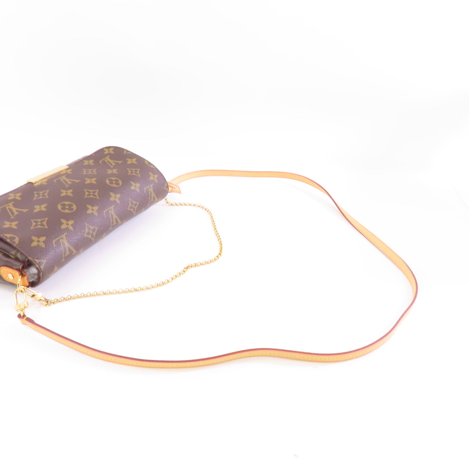 LOUIS VUITTON Monogram Faveorite MM金扣手挽肩背兩用袋棕色