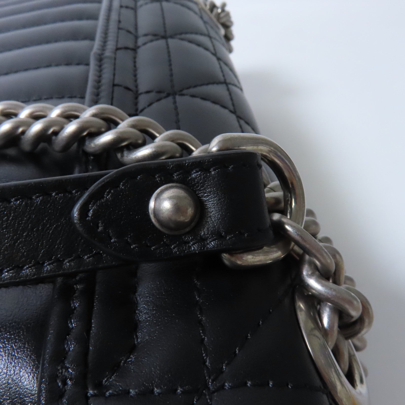 GUCCI 【激減優惠】牛皮皮革Shoulder Bag銀扣鏈帶肩背袋黑色