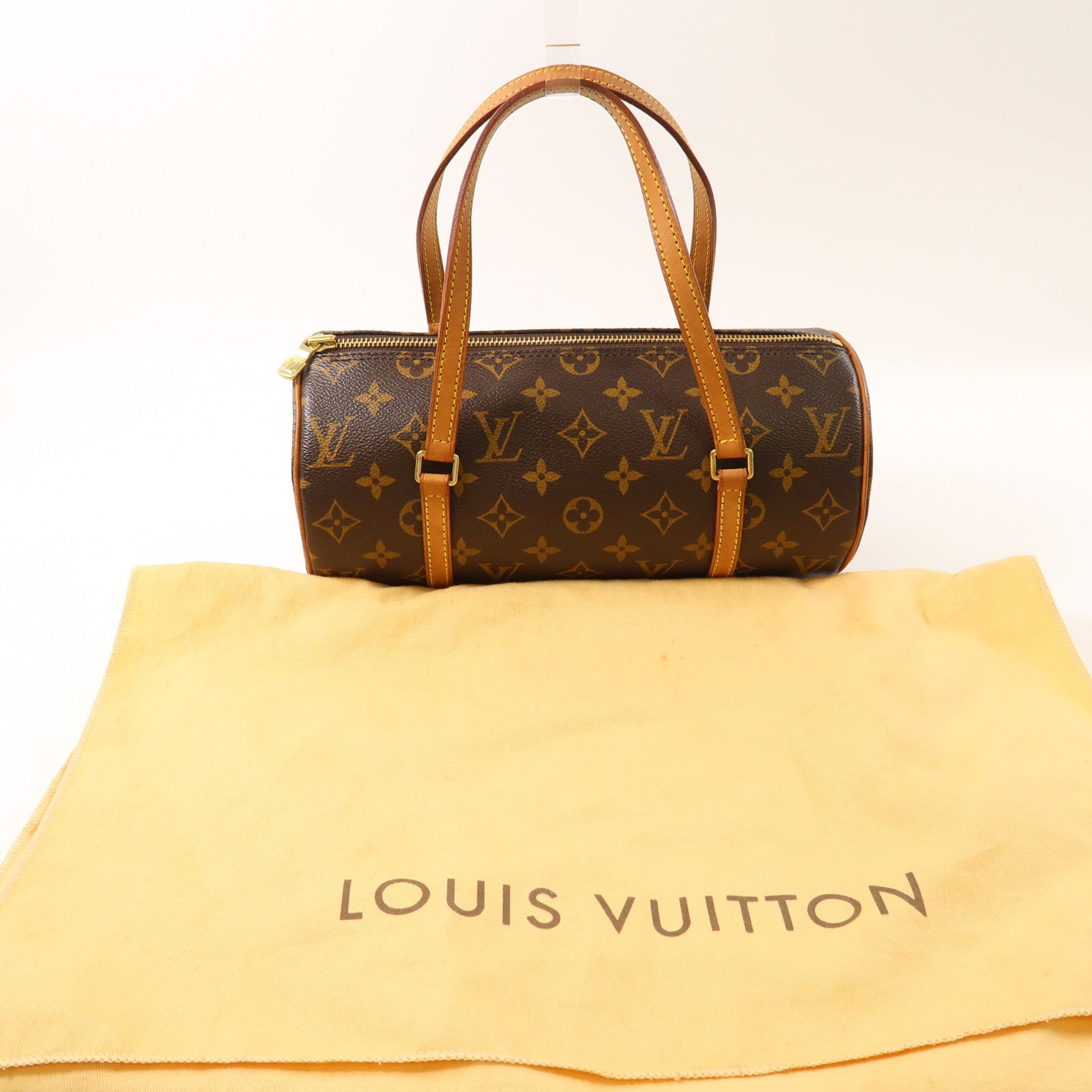LOUIS VUITTON Monogram Papillon PM金扣手挽袋啡色