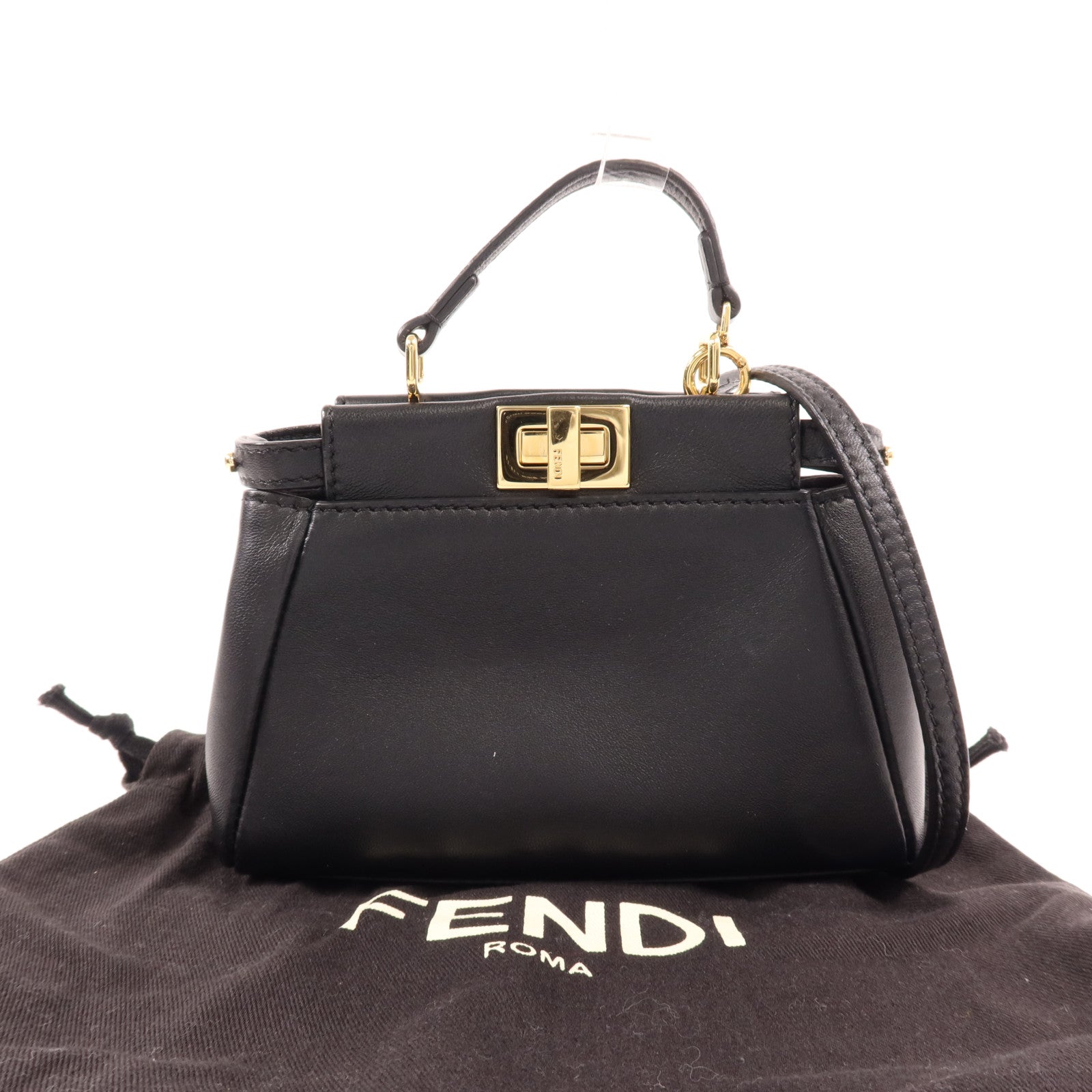 FENDI 牛皮皮革Mini Peekaboo金扣手挽肩背兩用袋