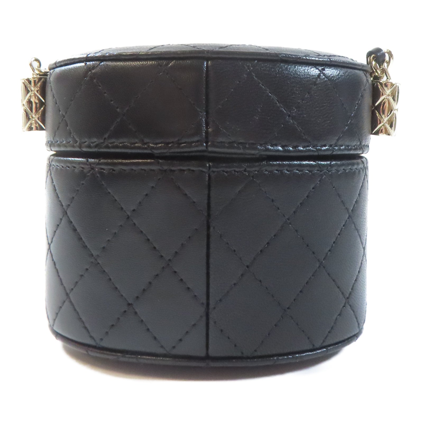CHANEL 【激減優惠】菱格牛皮皮革Chain Shoulder金扣鏈帶肩背袋黑色