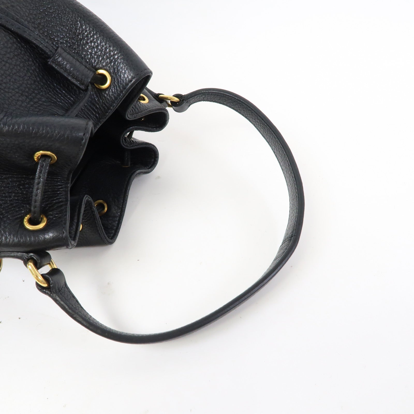 PRADA 牛皮皮革2 Way Shoulder金扣手挽肩背兩用袋黑色