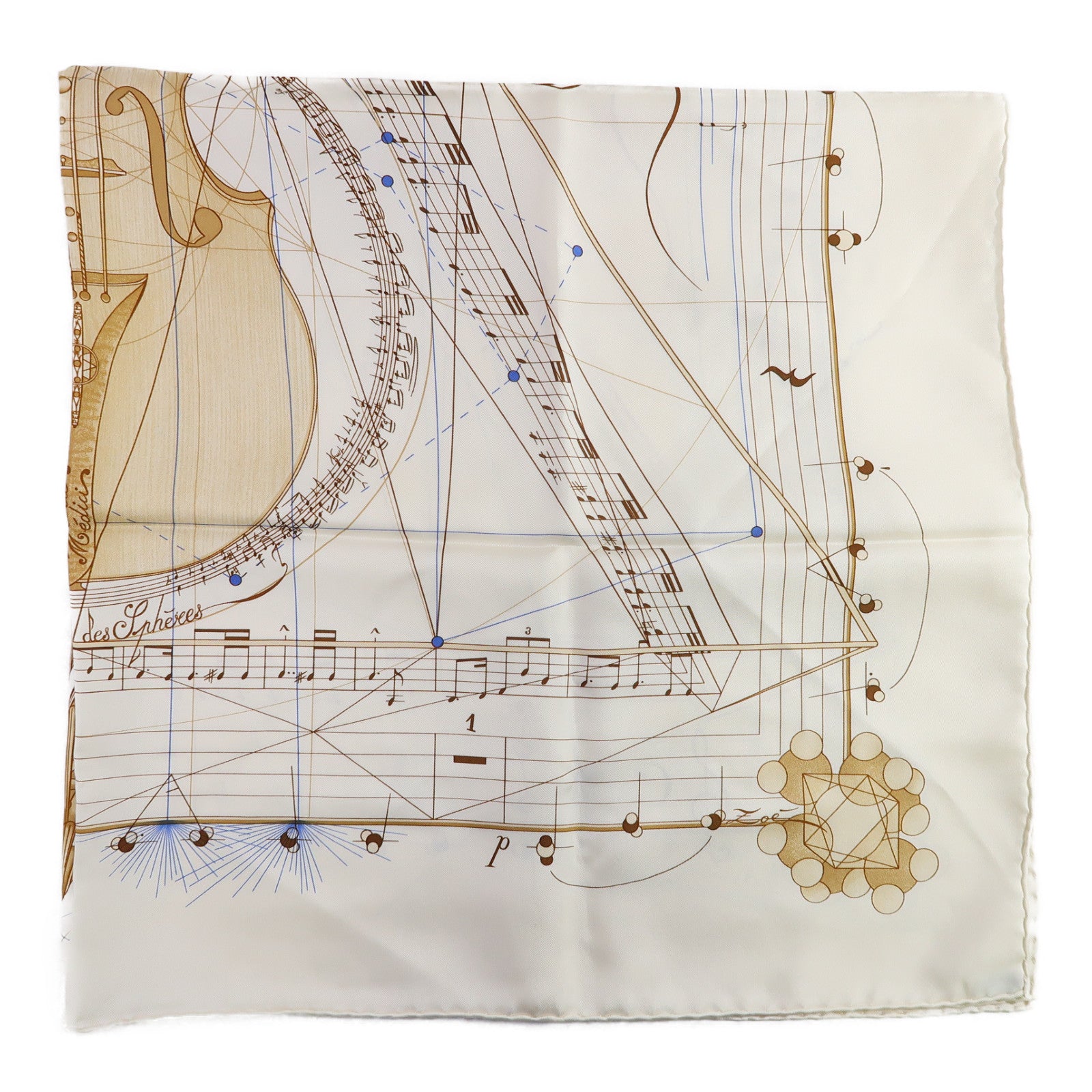 HERMES 絲質Scarf絲巾米色/啡色