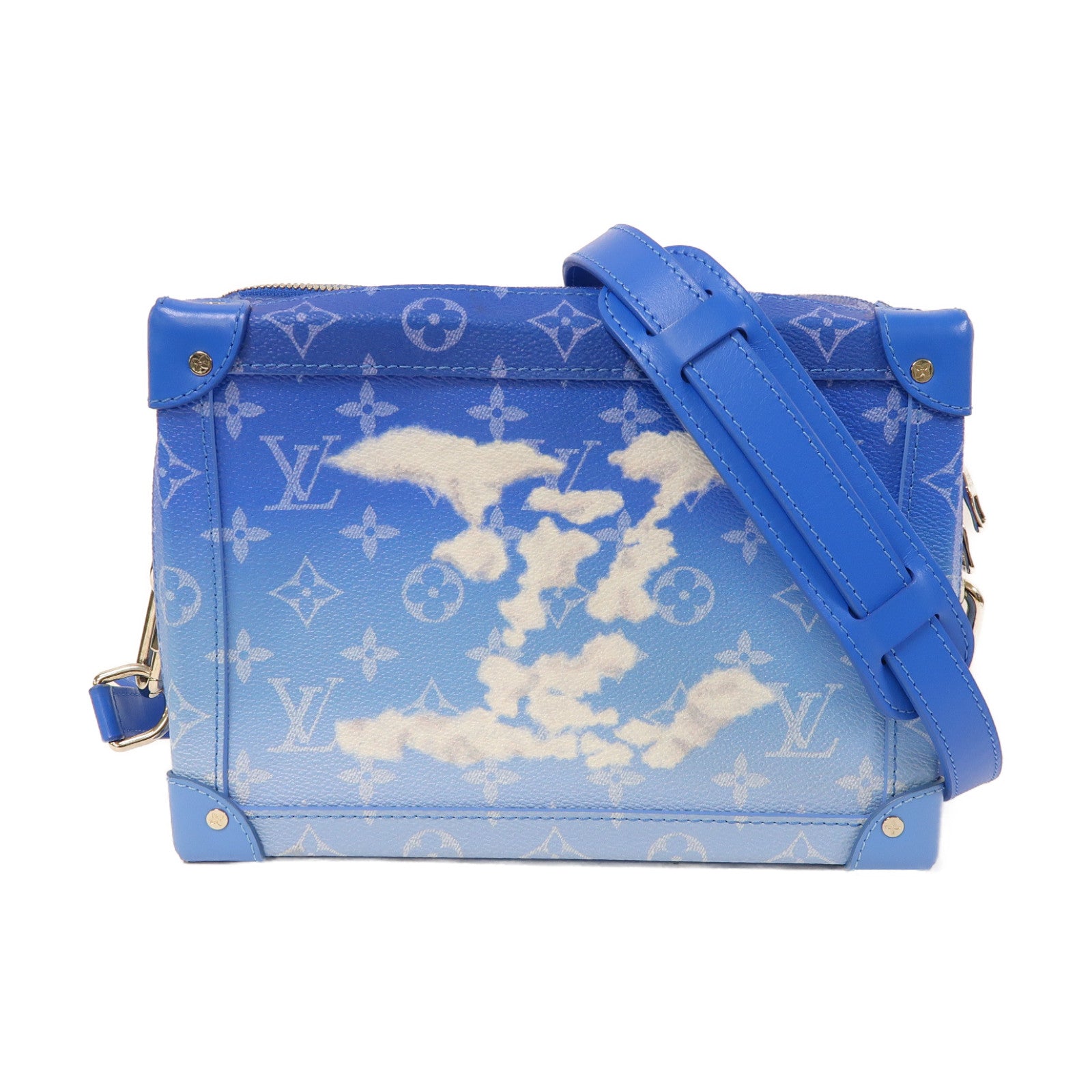 LOUIS VUITTON Monogram Clouds Soft Trunk銀扣肩背袋藍色