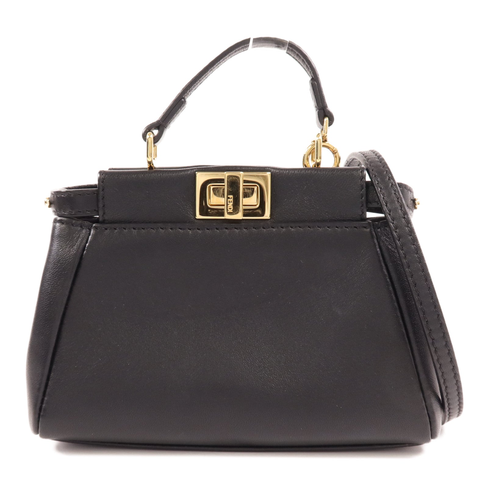 FENDI 牛皮皮革Mini Peekaboo金扣手挽肩背兩用袋