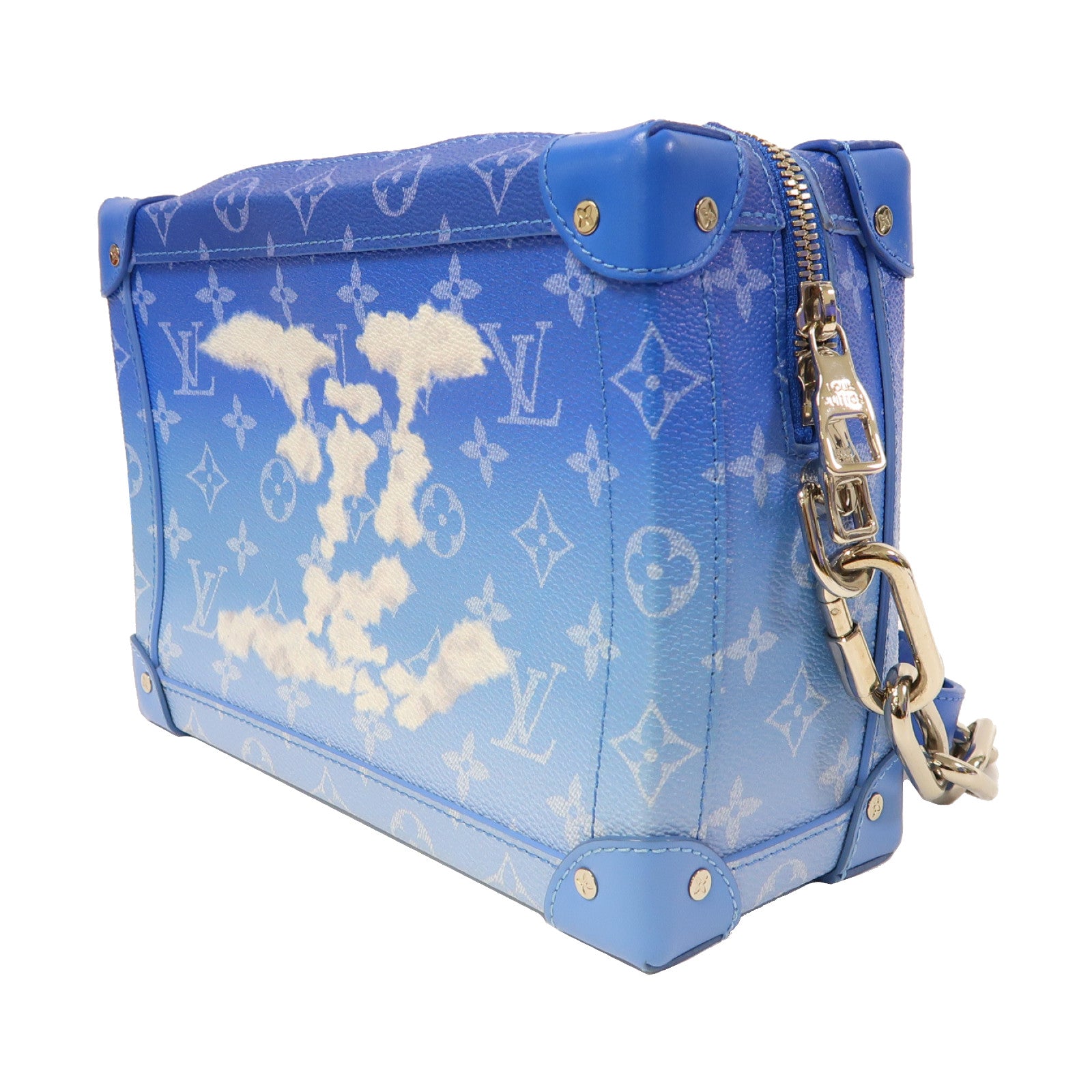 LOUIS VUITTON Monogram Clouds Soft Trunk銀扣肩背袋藍色