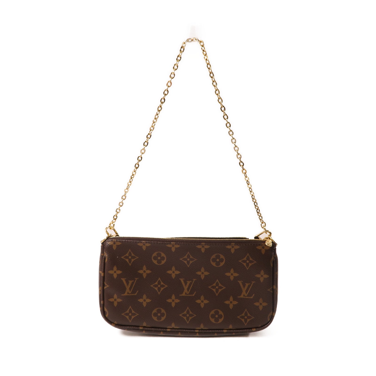 LOUIS VUITTON Monogram Multi Pochette Accessoires金扣手挽肩背兩用袋啡色