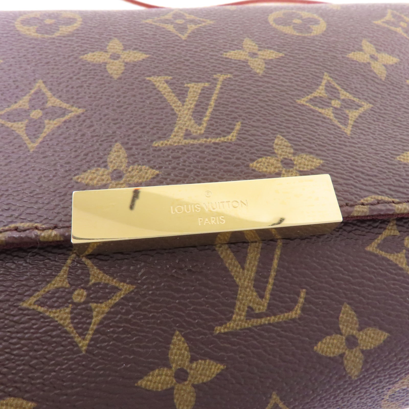 LOUIS VUITTON Monogram Faveorite MM金扣手挽肩背兩用袋棕色