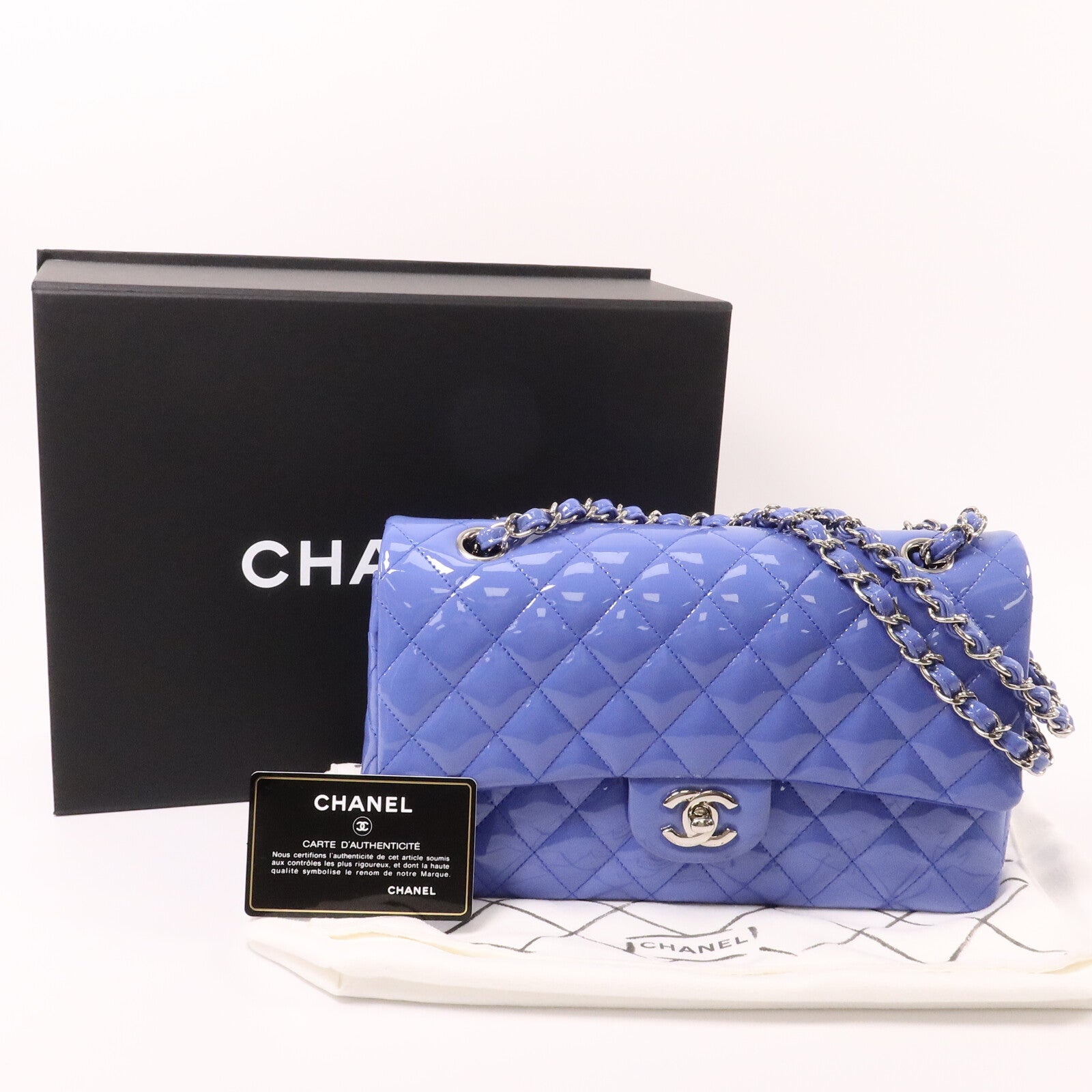 CHANEL 漆皮皮革Classic 25鏈帶手挽肩背兩用袋