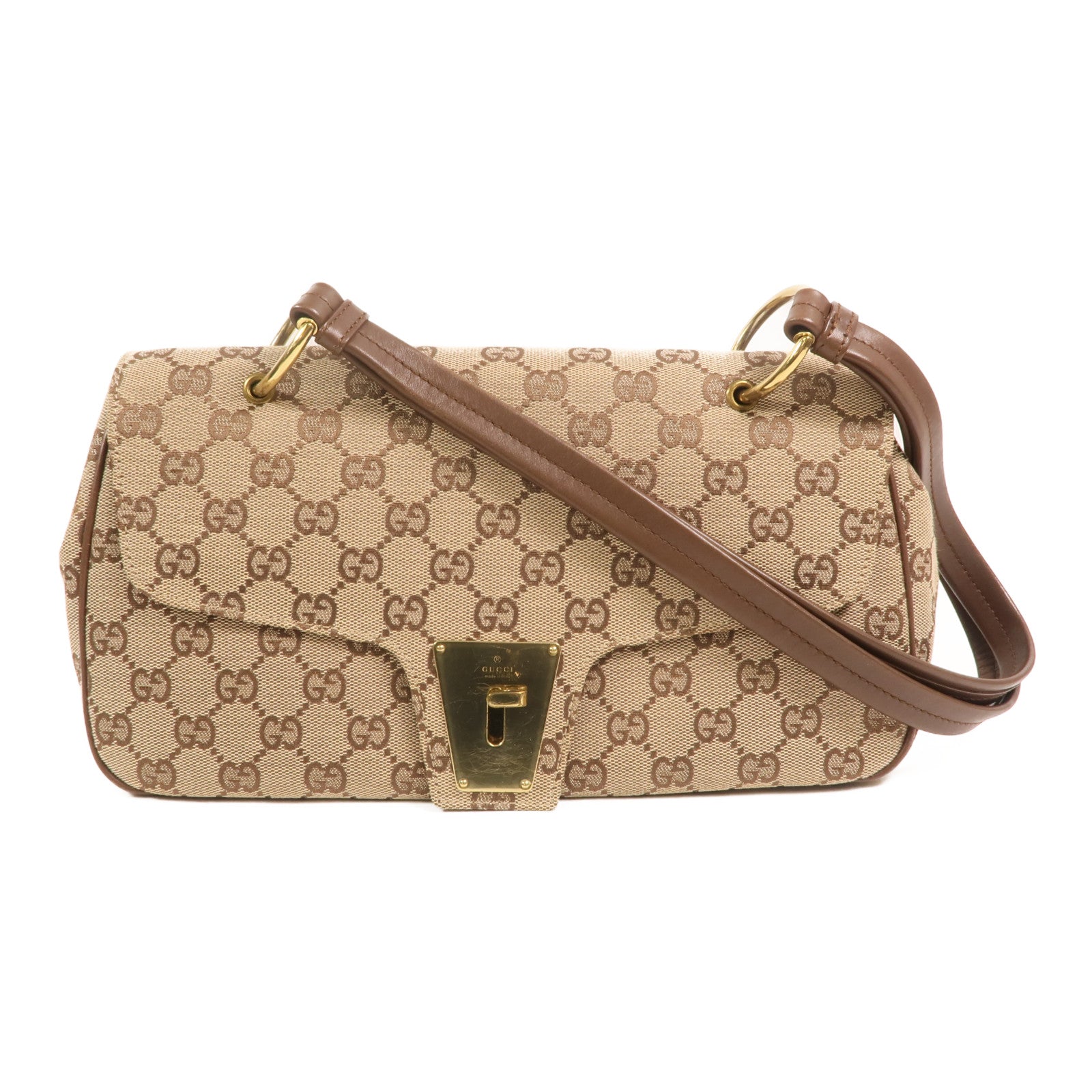 GUCCI 帆布Vintage Bag金扣肩背袋