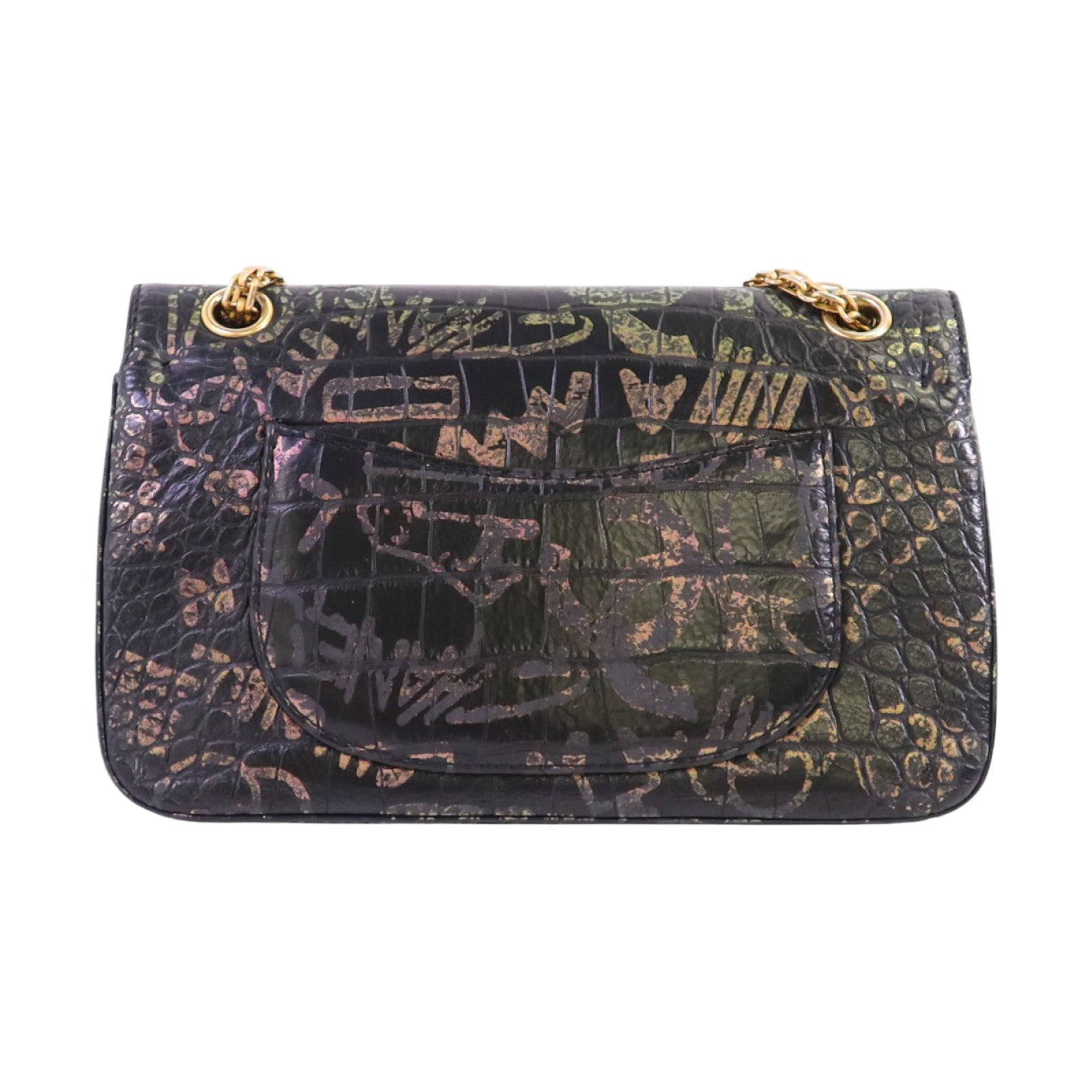 CHANEL 牛皮皮革2.55 Graffiti Reissue金扣鏈帶肩背袋