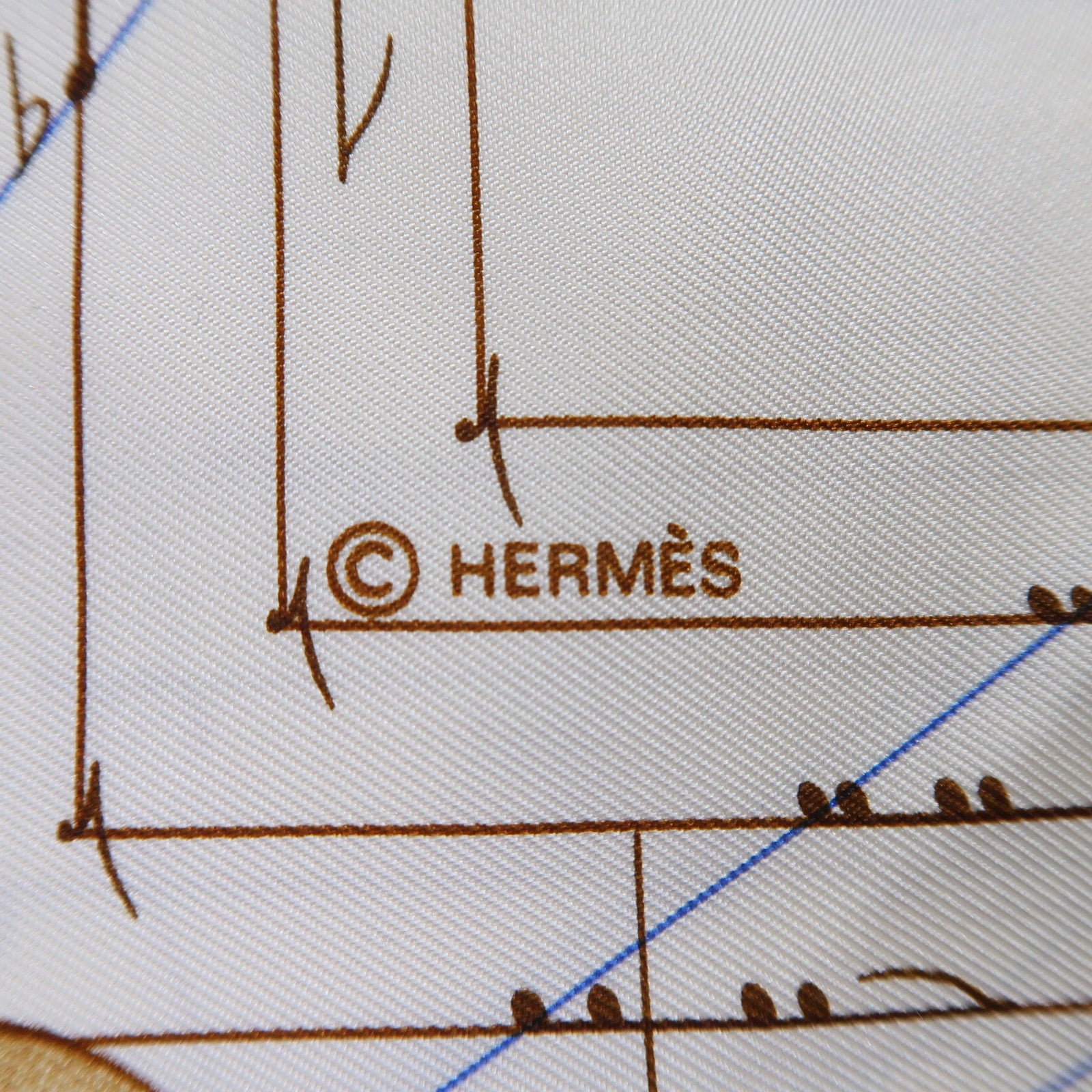 HERMES 絲質Scarf絲巾米色/啡色