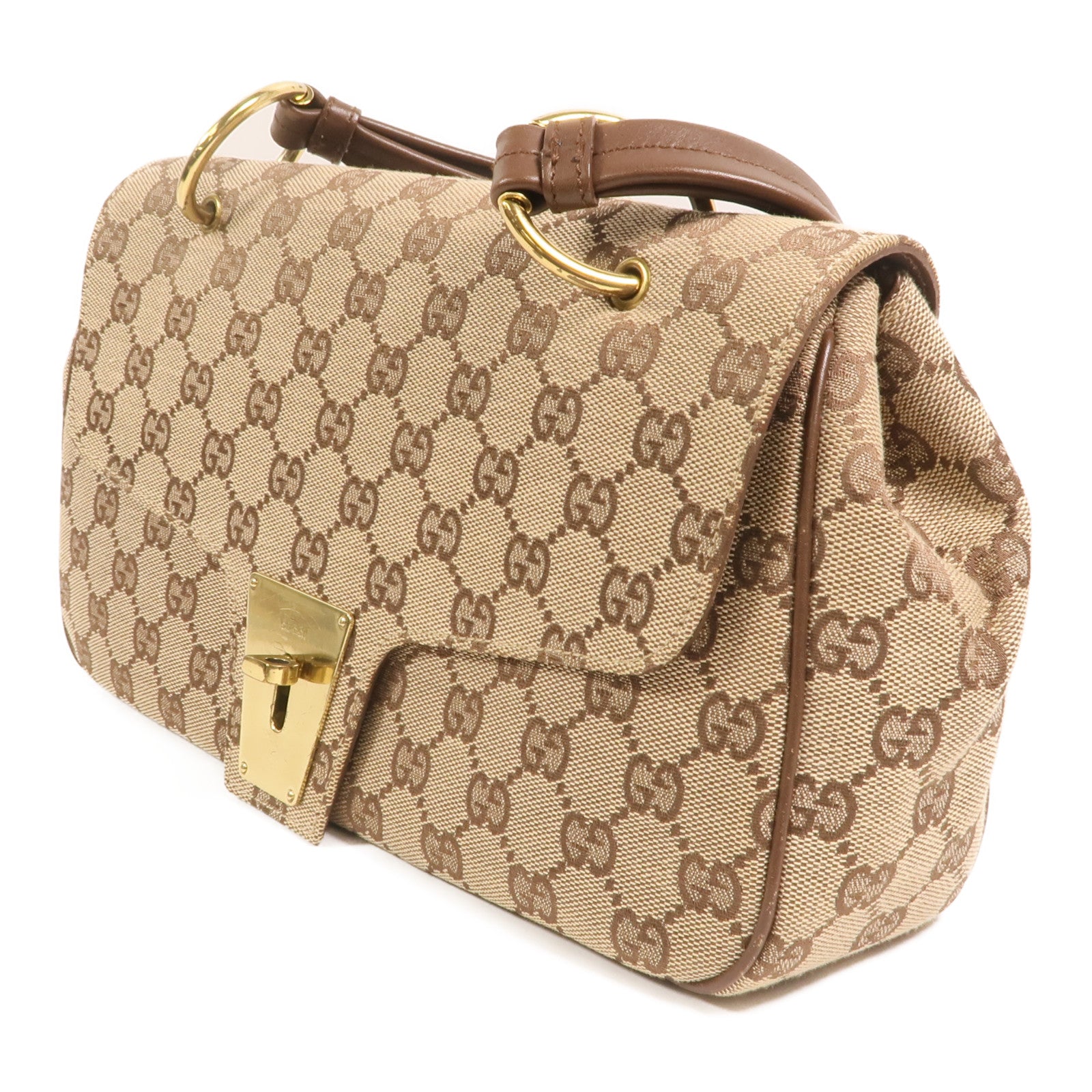 GUCCI 帆布Vintage Bag金扣肩背袋