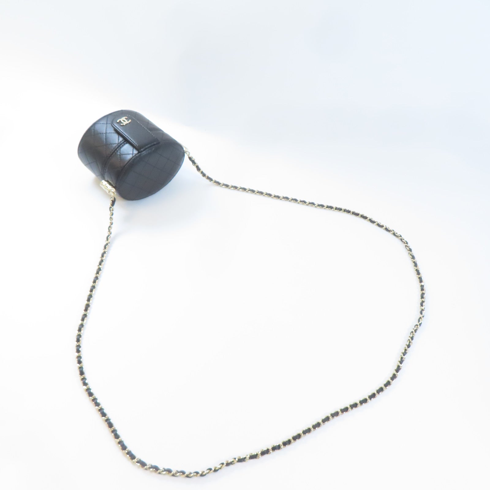 CHANEL 【激減優惠】菱格牛皮皮革Chain Shoulder金扣鏈帶肩背袋黑色