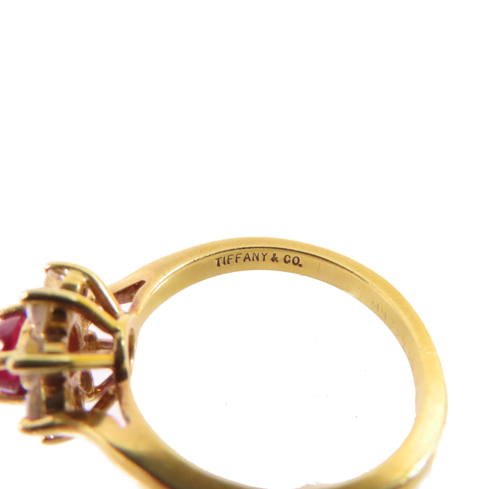 TIFFANY＆CO 18K黃金/紅寶石/鑽石Ruby Diamond Ring戒指US#6