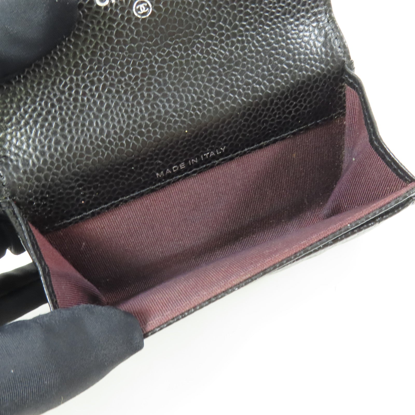 CHANEL 牛皮皮革Card Case銀扣卡片套