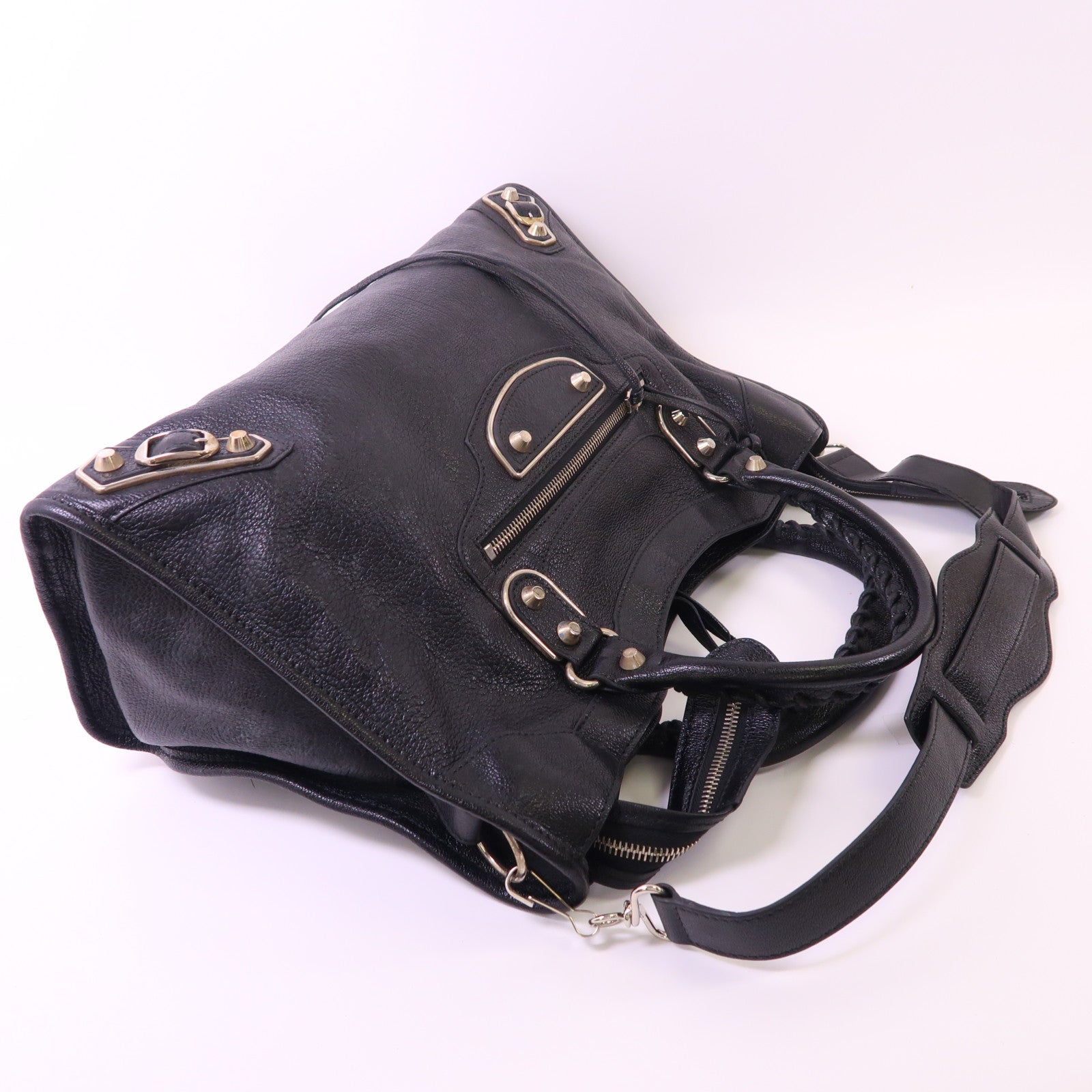 BALENCIAGA Chevre皮革City銀扣手挽肩背兩用袋