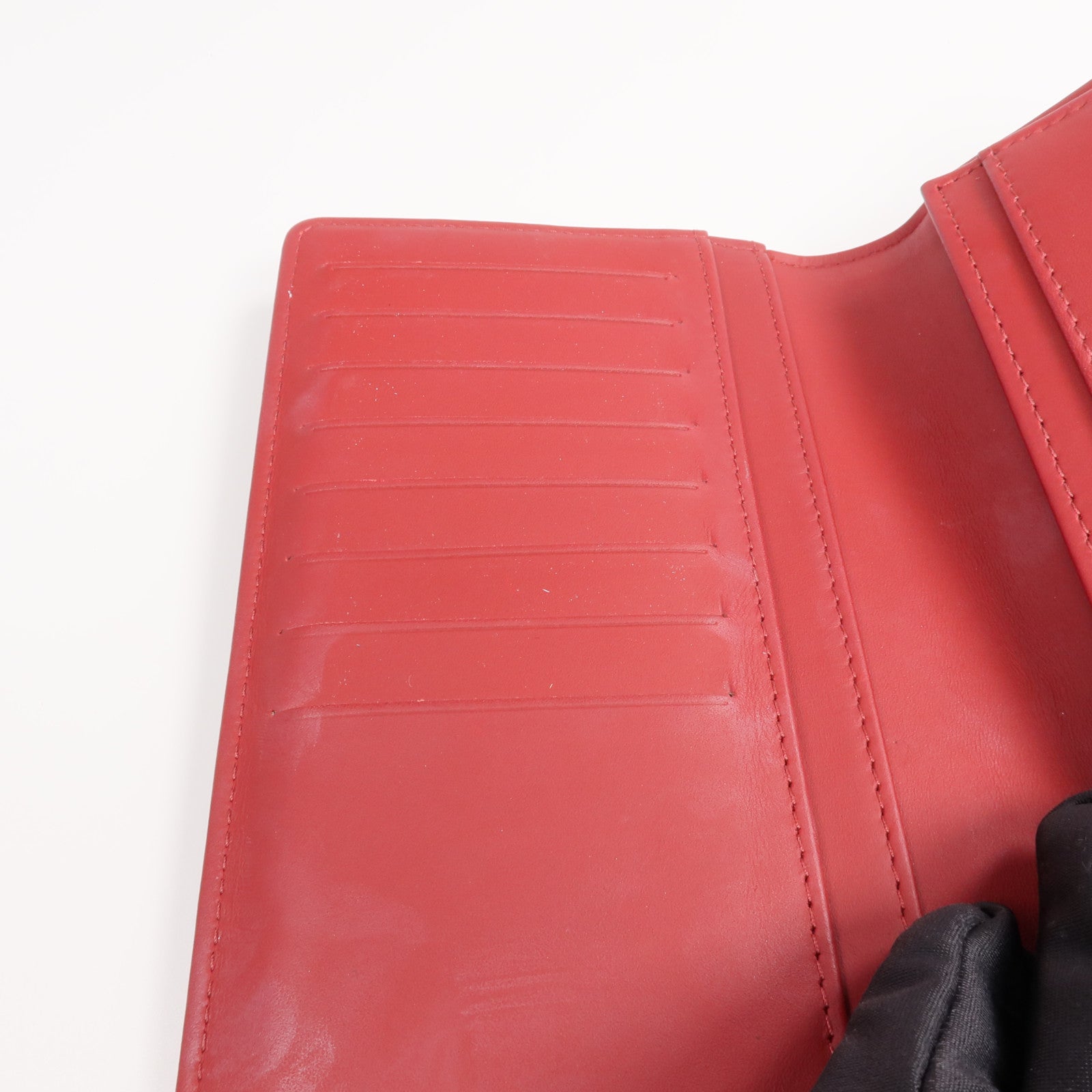 CHANEL 牛皮皮革Boy Long Wallet銀扣長錢包