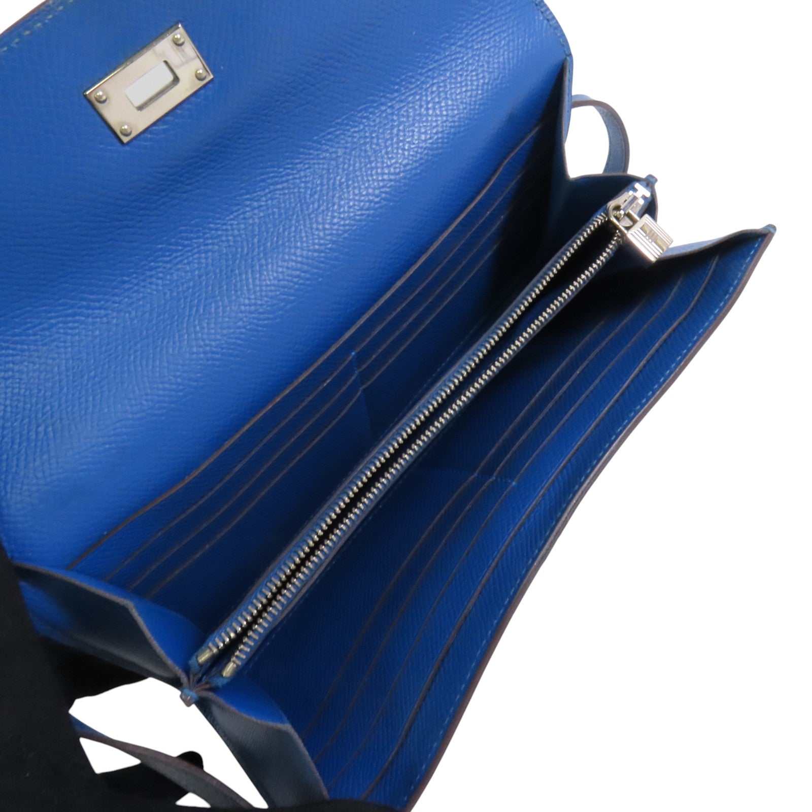 HERMES Epsom皮革Kelly Wallet銀扣長錢包