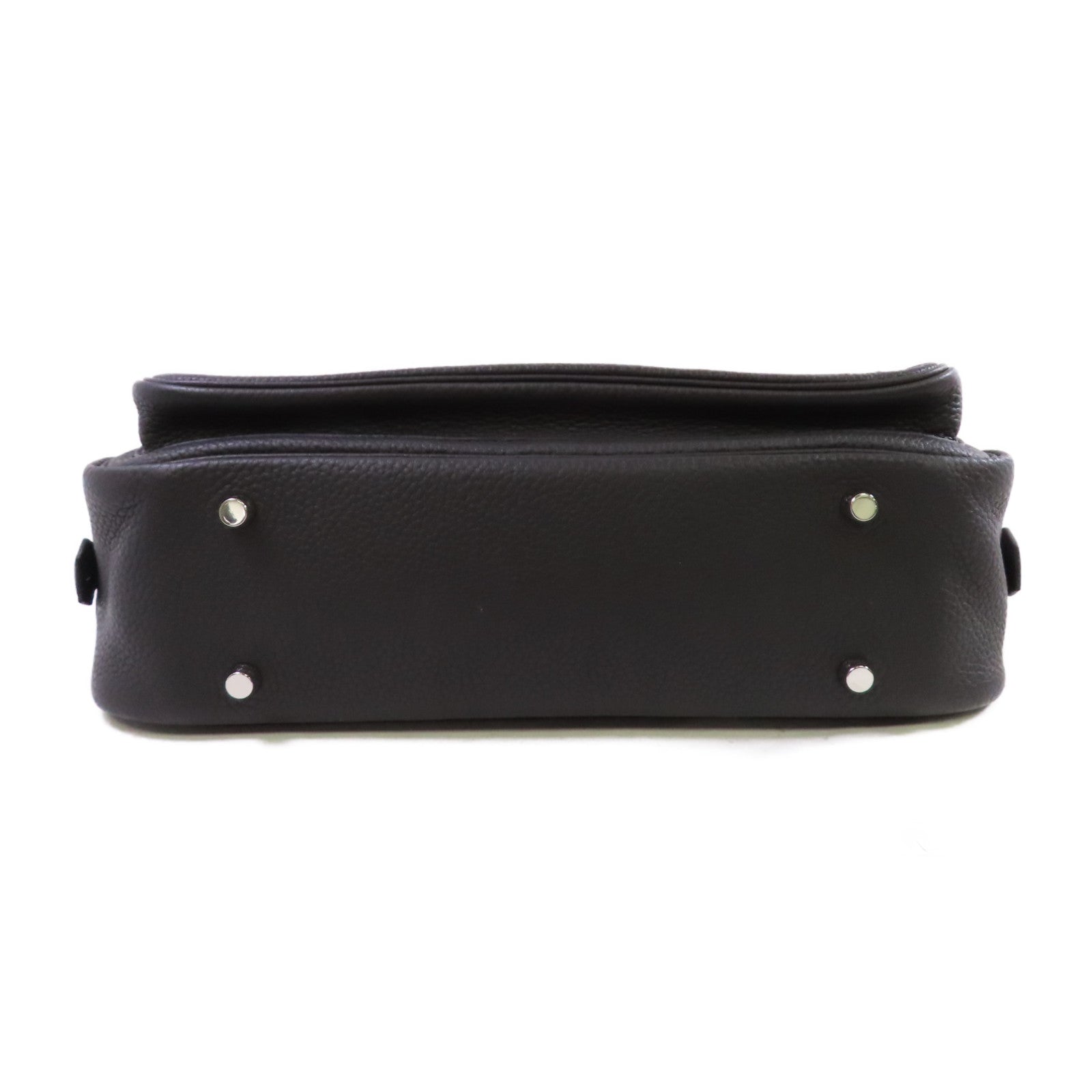 HERMES 【激減優惠】Clemence皮革Steve Meeting II 35 2Way Shoulder Bag銀扣手挽肩背兩用袋8P Plomb/鉛灰色