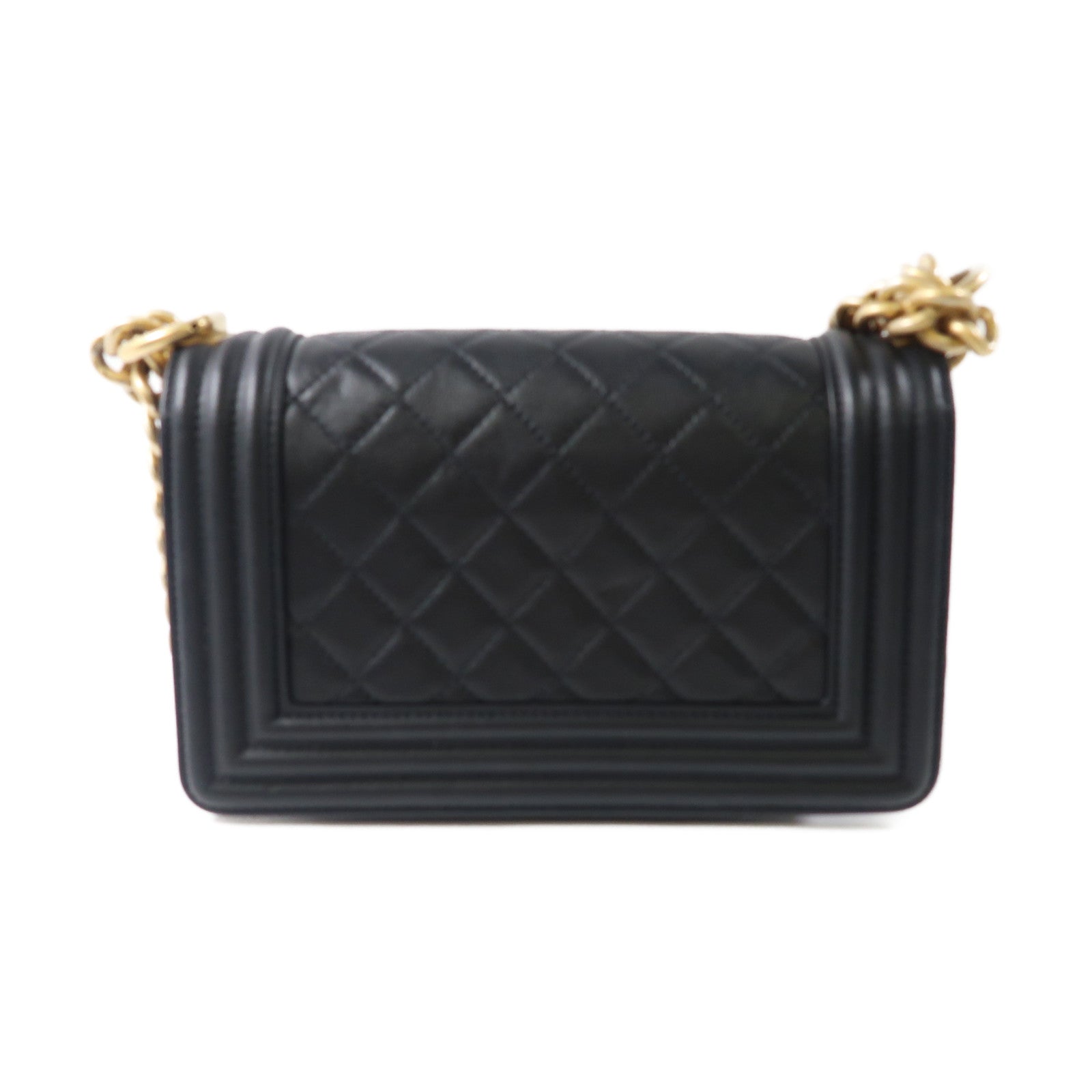 CHANEL 羊皮皮革Boy Chanel 20金扣肩背袋黑色