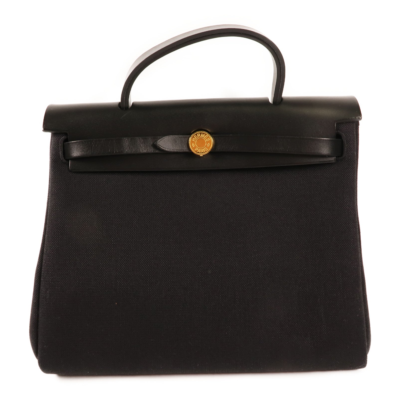 HERMES 帆布Herbag PM金扣手挽肩背兩用袋89 Noir