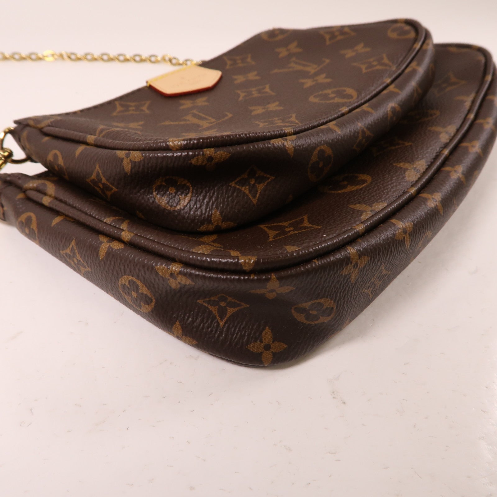 LOUIS VUITTON Monogram Multi Pochette Accessoires金扣手挽肩背兩用袋啡色