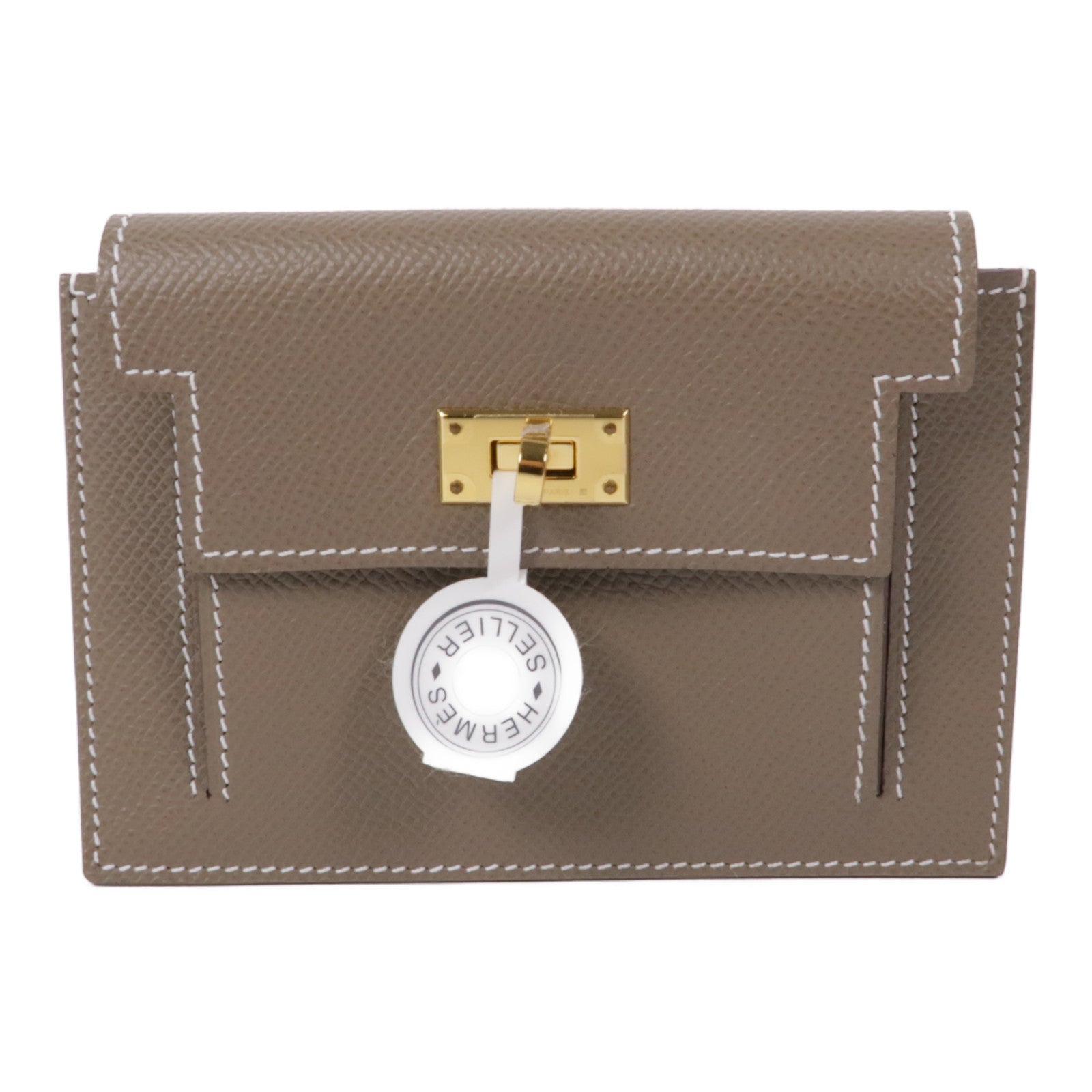 HERMES Epsom皮革Kelly Pocket金扣零錢包Etoupe