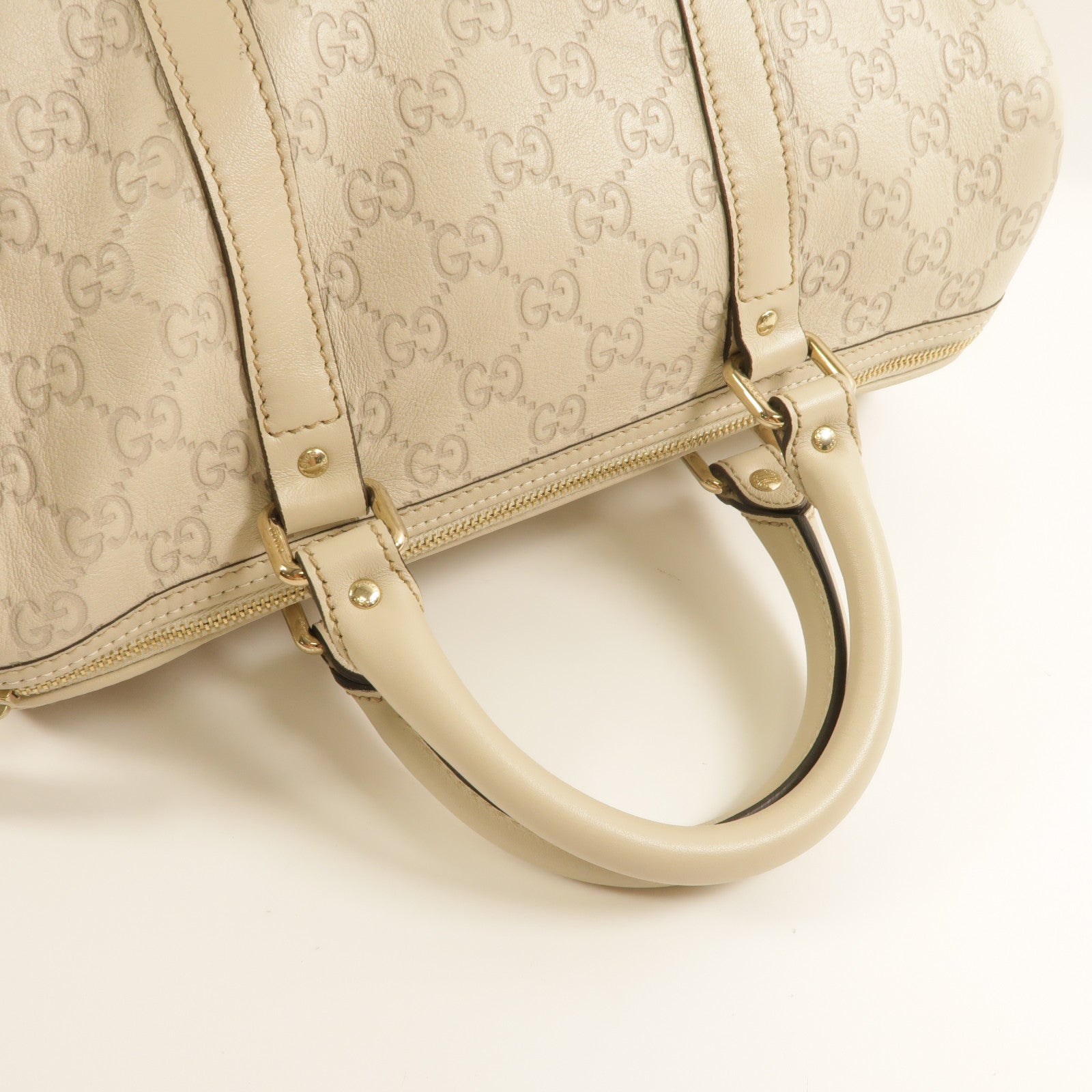 GUCCI GG Boston Bag Calfskin Leather Light Gray