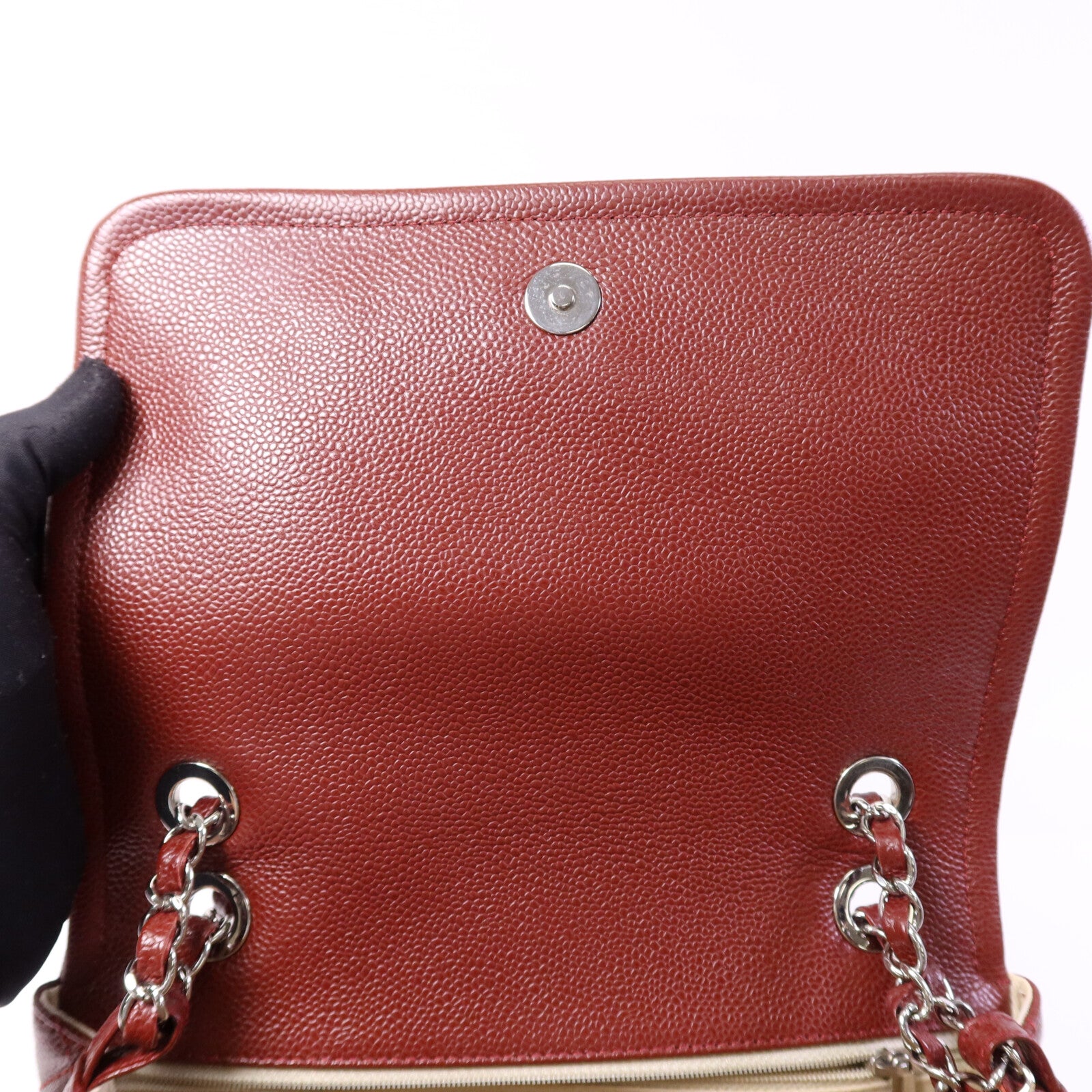 CHANEL 牛皮皮革Chain Shoulder Bag銀扣鏈帶肩背袋