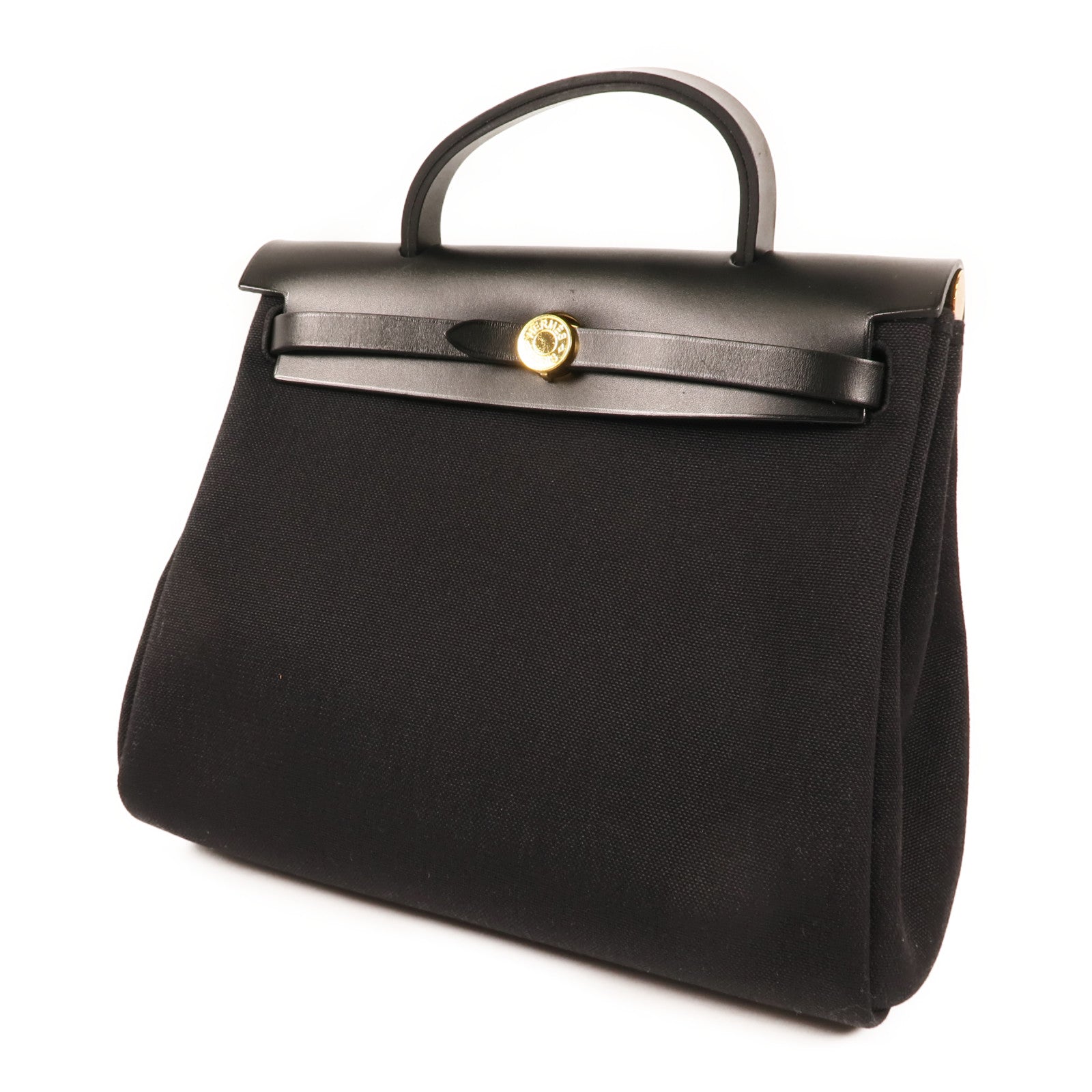 HERMES 帆布Herbag PM金扣手挽肩背兩用袋89 Noir