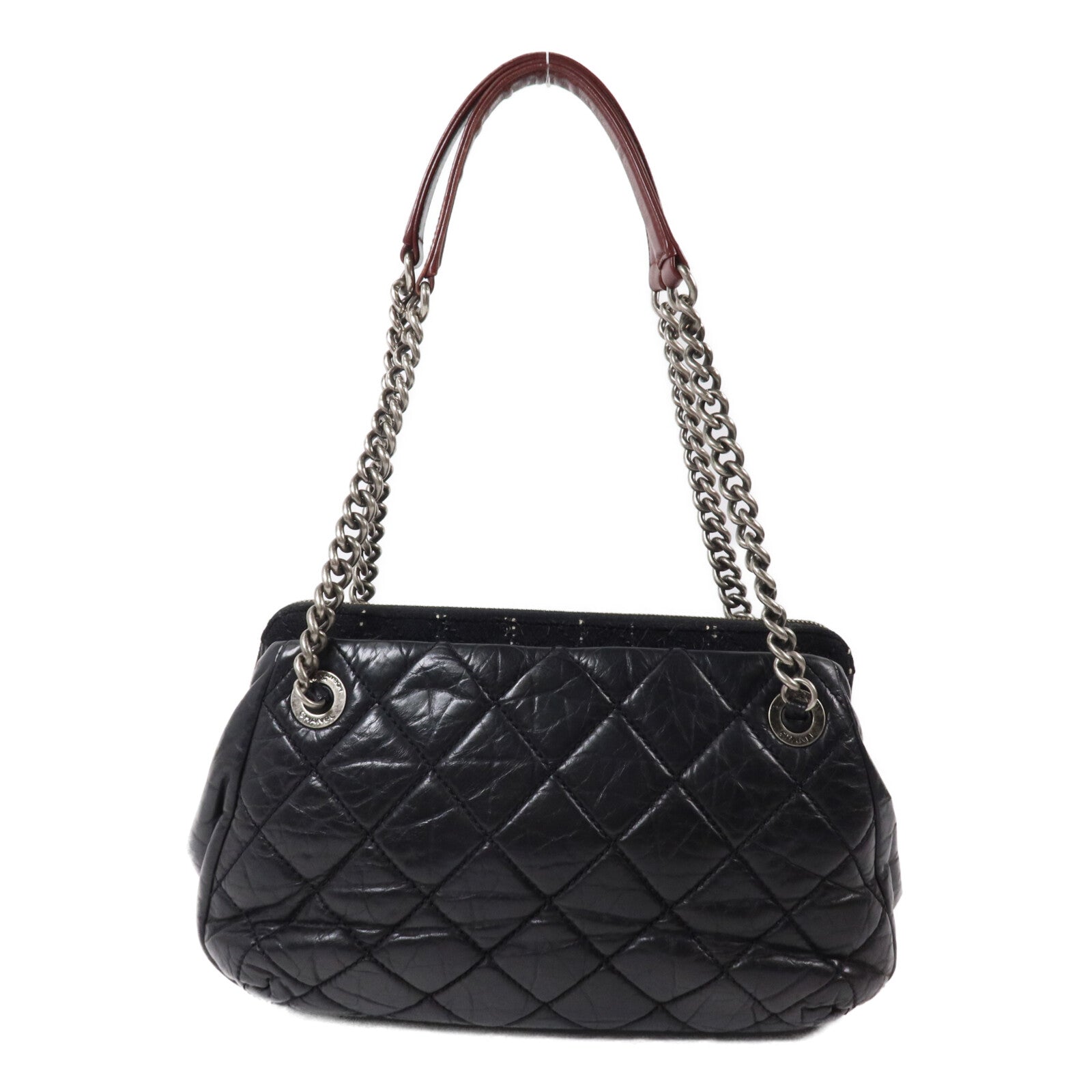 CHANEL 牛皮皮革/Tweed Chain Shoulder鏈帶肩背袋