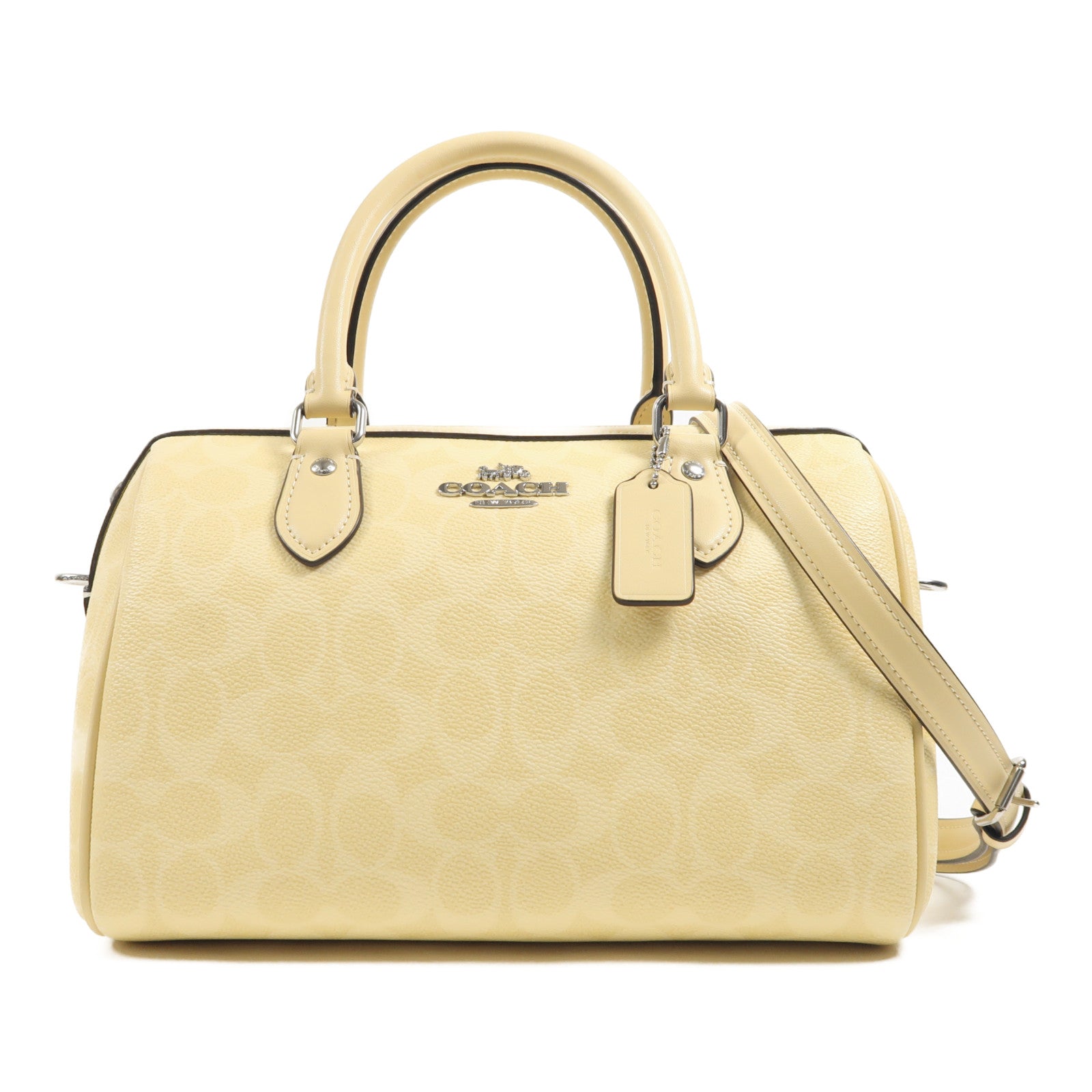 COACH 塗層帆布Boston Bag銀扣手挽肩背兩用袋
