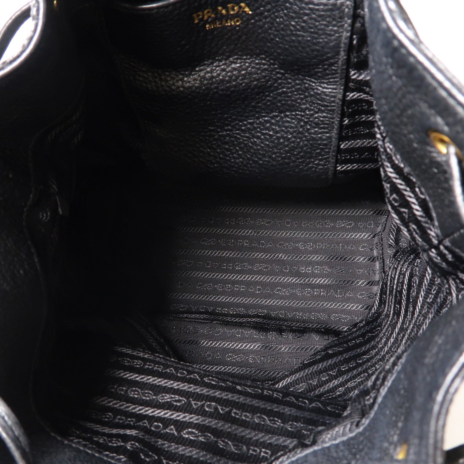 PRADA 牛皮皮革2 Way Shoulder金扣手挽肩背兩用袋黑色