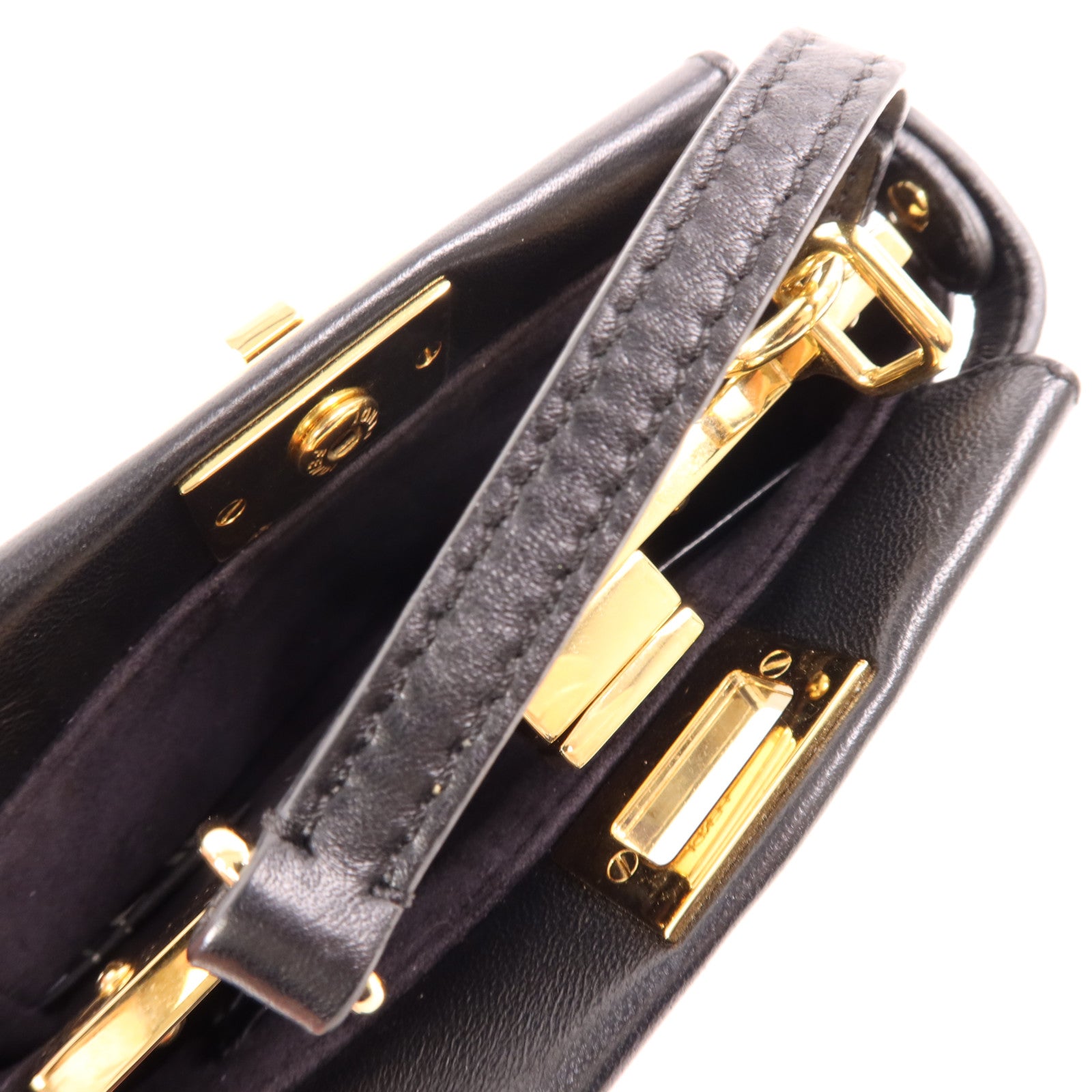 FENDI 牛皮皮革Mini Peekaboo金扣手挽肩背兩用袋