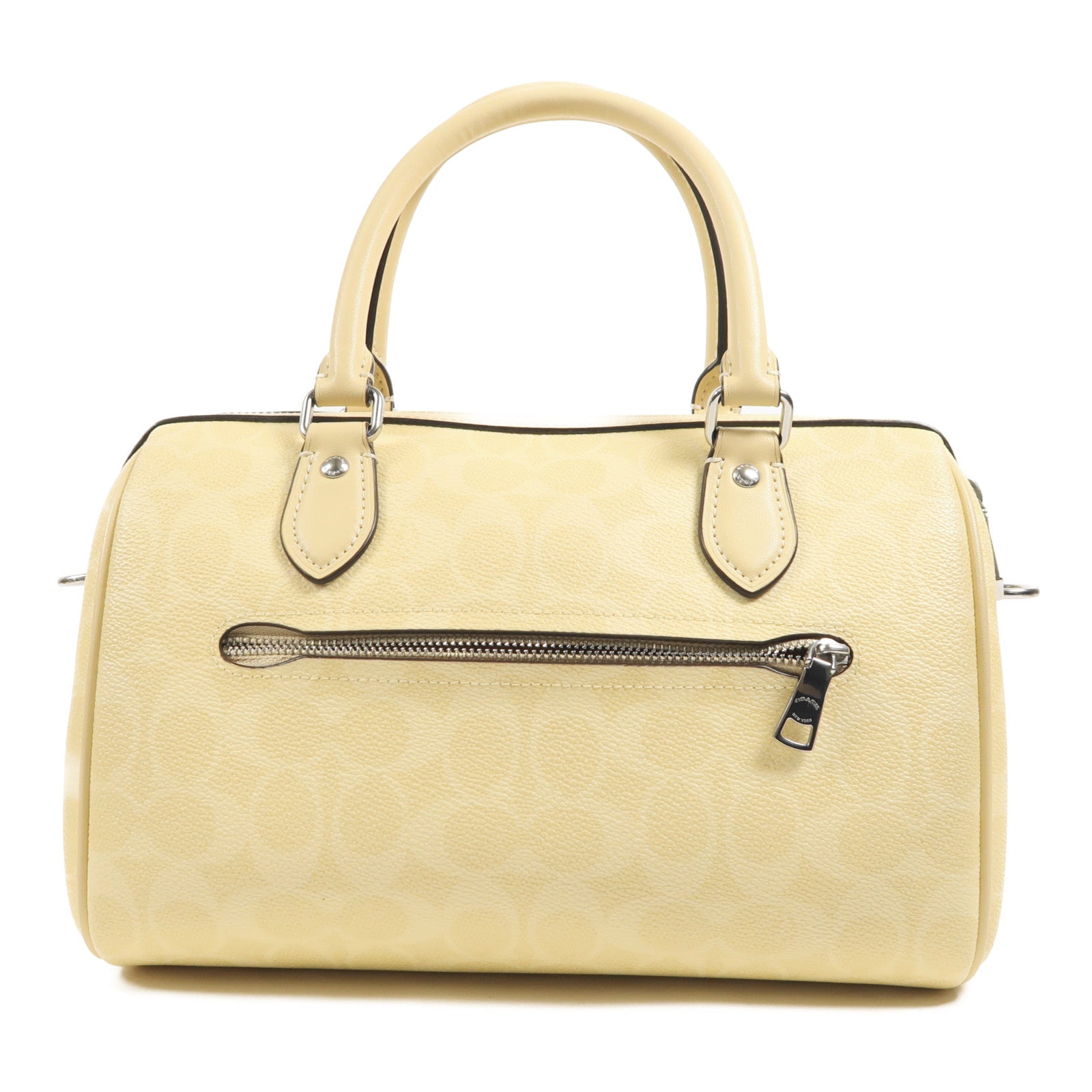 COACH 塗層帆布Boston Bag銀扣手挽肩背兩用袋