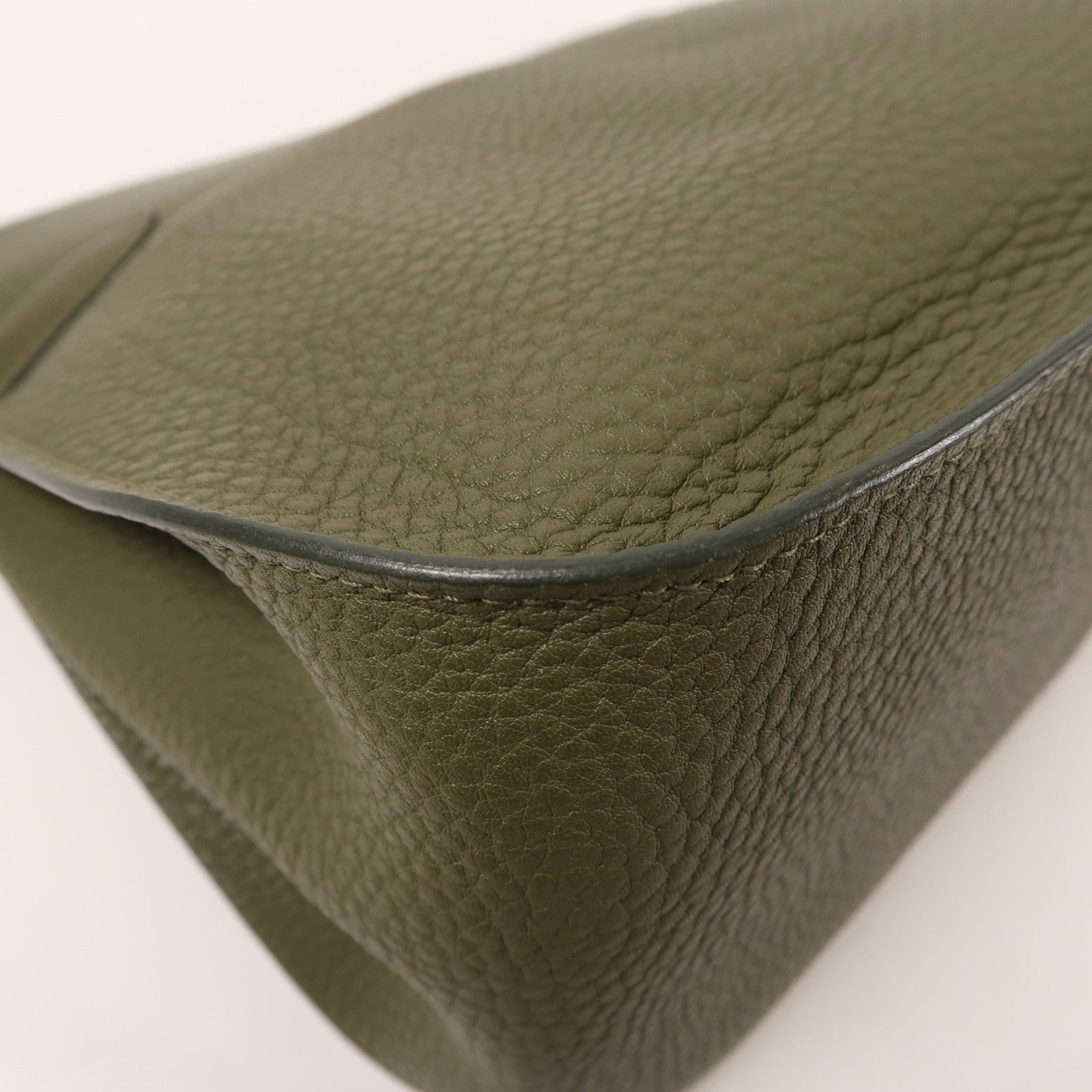 HERMES Clemence皮革Jypesiere 34銀扣肩背袋Vert Verone