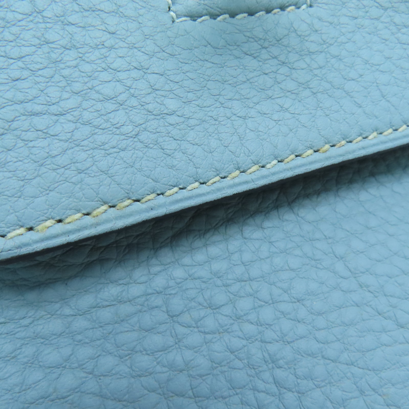 HERMES Clemence皮革Shoulder Birkin银扣手挽袋灰水蓝