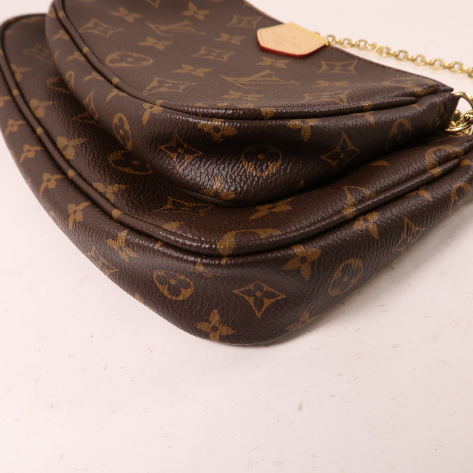 LOUIS VUITTON Monogram Multi Pochette Accessoires金扣手挽肩背兩用袋啡色