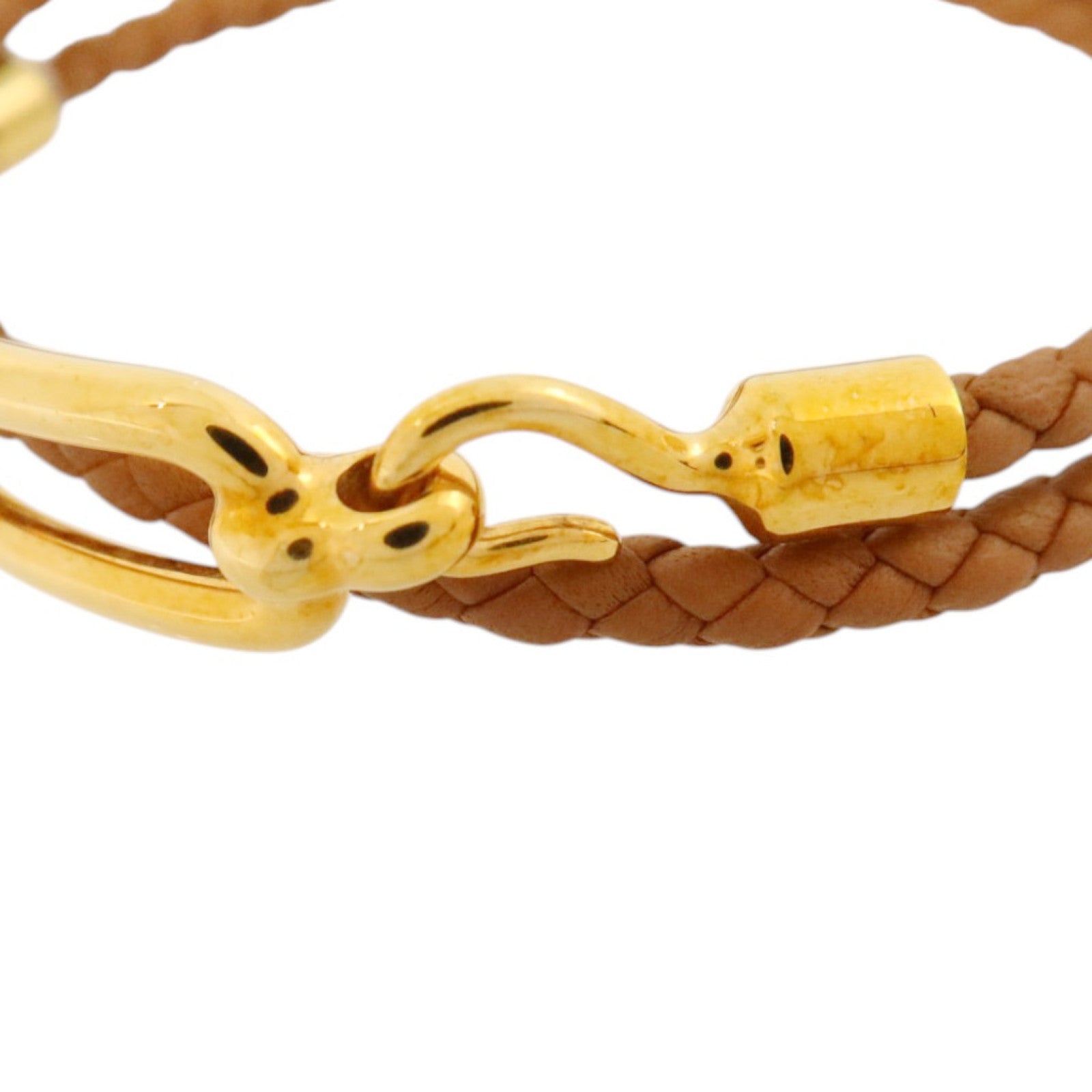 HERMES Swift皮革/金屬Roulis Double Bracelet金扣手鏈Gold