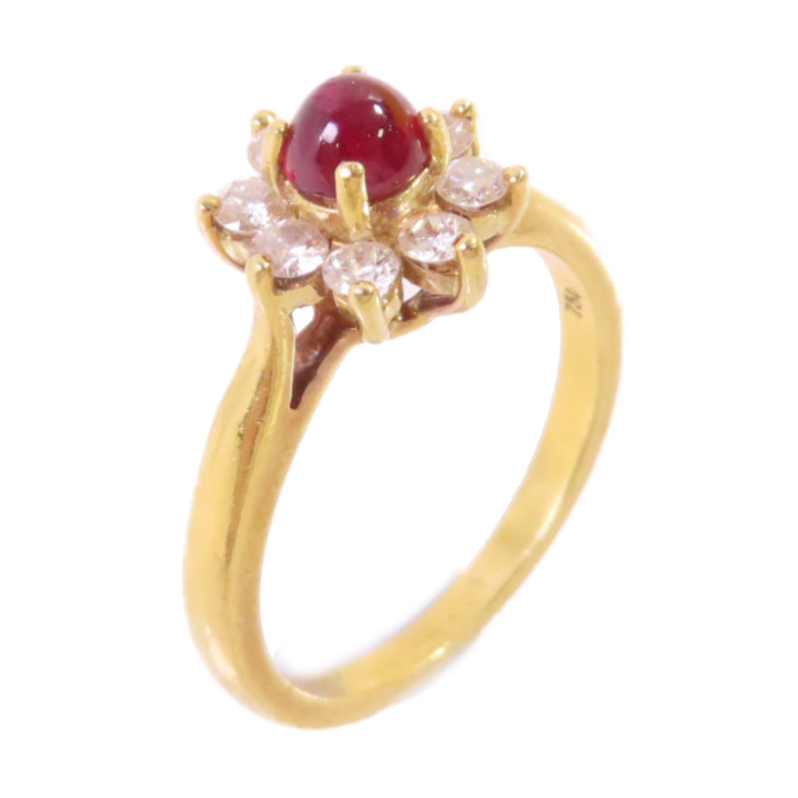 TIFFANY＆CO 18K黃金/紅寶石/鑽石Ruby Diamond Ring戒指US#6