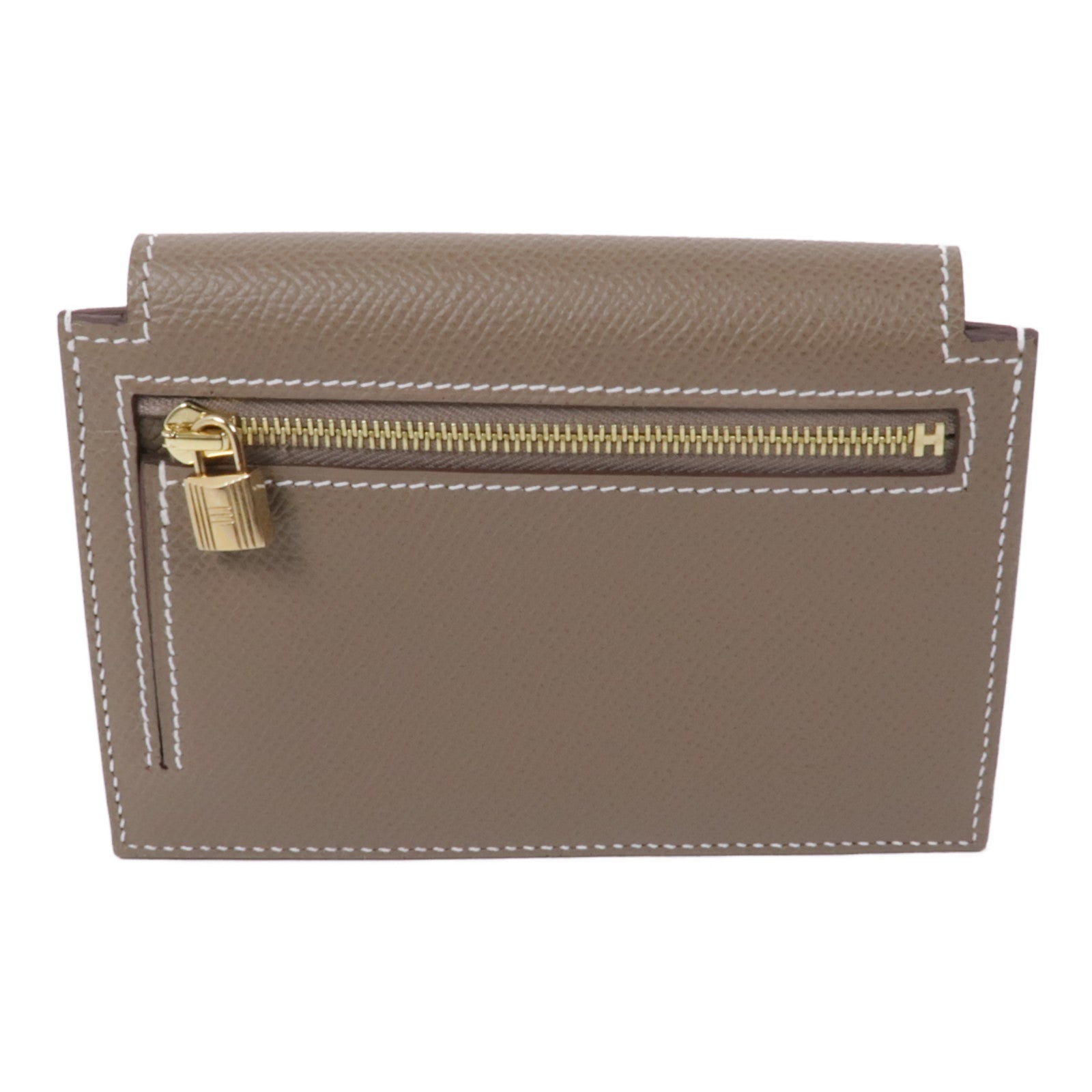 HERMES Epsom皮革Kelly Pocket金扣零錢包Etoupe